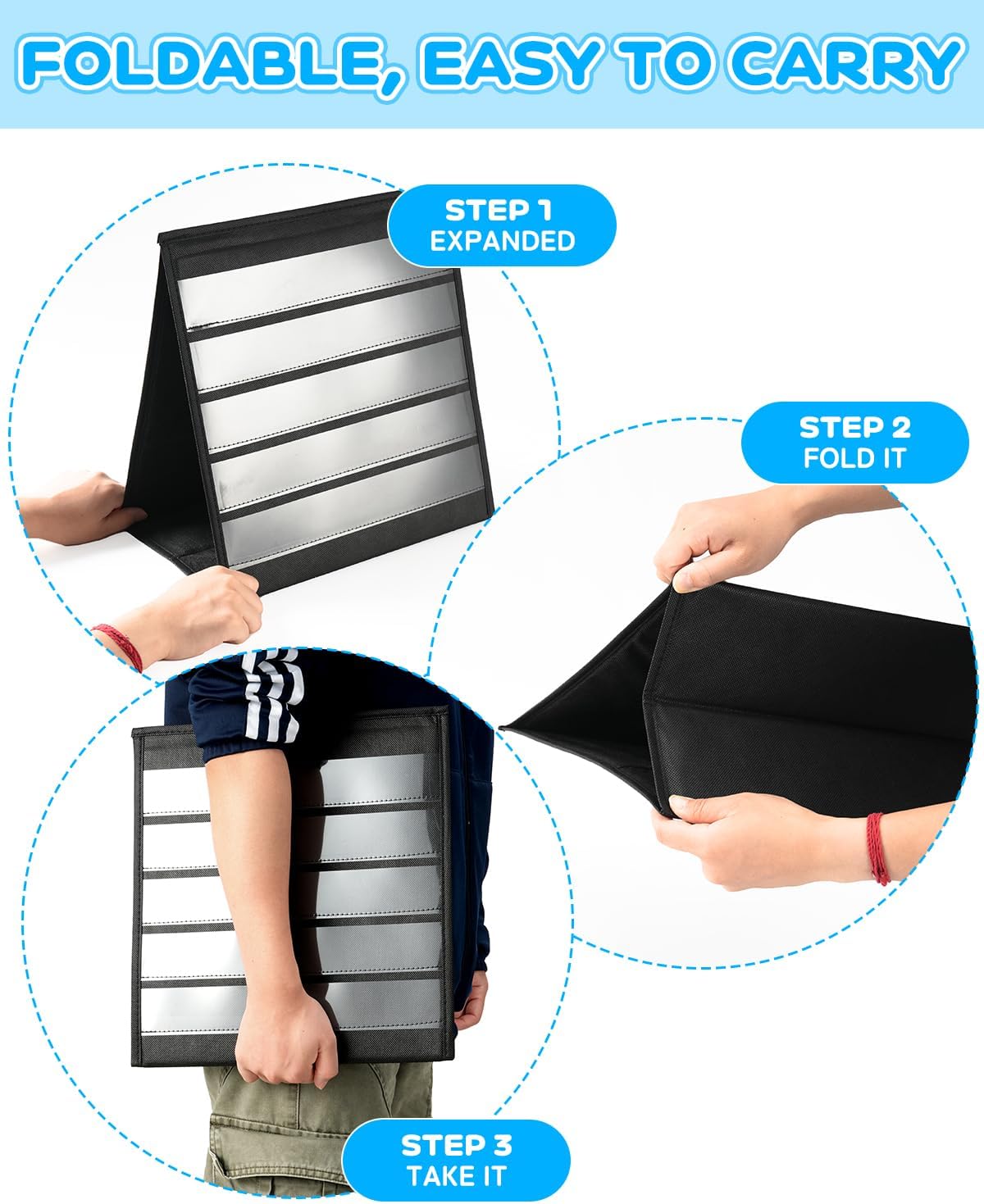UCEC Portable Sticker Display Stand Foldable, Non-Woven Fabric Sticker Holder Display Double Sided, Sticker Organizer for Vendor Events, Craft Shows & Small Business Displays (5 Layers 13×12.2in)