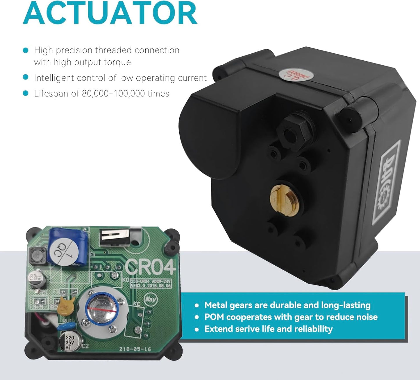 BACOENG Motorized Ball Valve, 2 Wire Auto Return 1" Brass Electrical Ball Valve with Standard Port, AC/DC9-24V Manually Closable (Normally Closed), Black