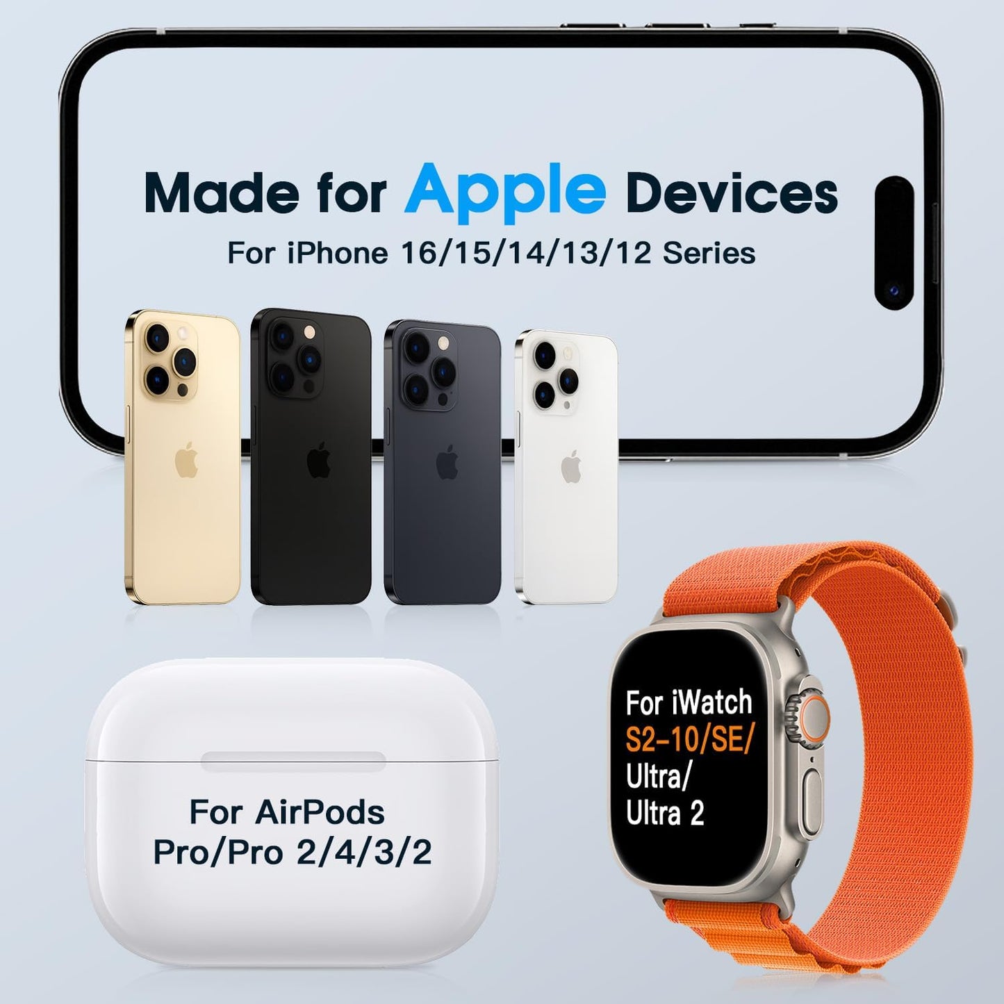 3-in-1 Charging Station Compatible with MagSafe for iPhone 17/16/15/14/13/12, Wireless Charger Stand for Apple Watch Series 11–2/SE/Ultra for AirPods Pro/4/3/2 Fast Charger with 18W Adapter