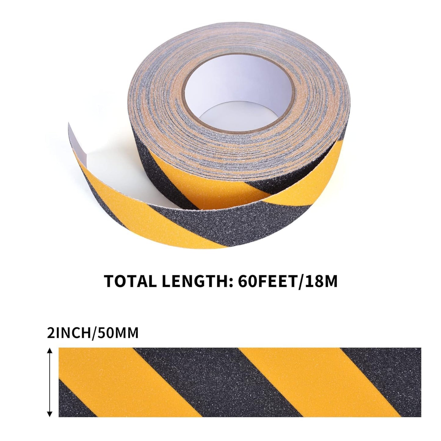 TAPEBEAR Non Slip Hazard Tape, Black and Yellow Safety Tape, Anti Slip Caution Tape Roll, Nonslip Warning Floor Tape for Indoor Outdoor Steps Stairs, Strong Grip Tape, 2inch X 60feet, 5 Rolls
