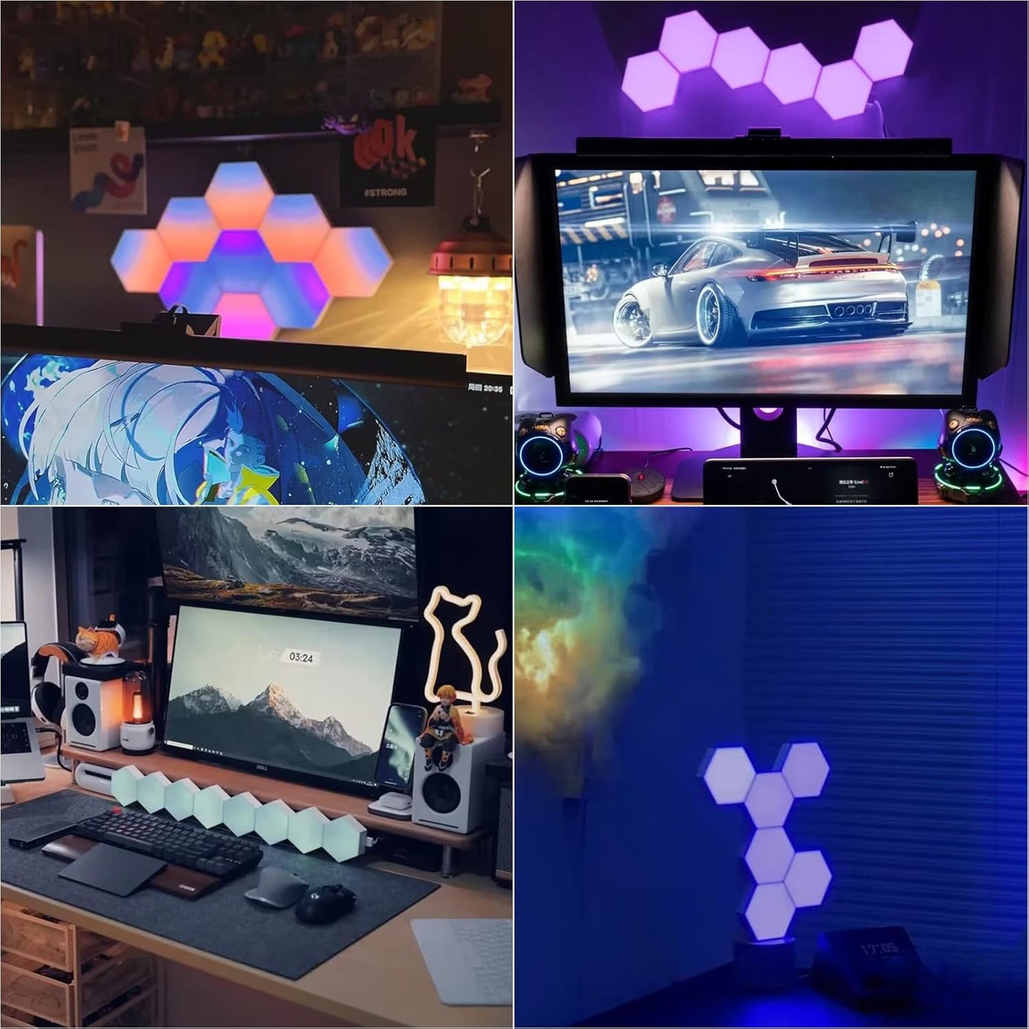 Hexagon Lights, Smart LED Wall Lights with Remote, 13 Colors Touch-Sensitive DIY Modular Assembled RGB Wall Panels, Hex Light with USB-Power for Autism, Game Room Decor, Party (12 Pack)