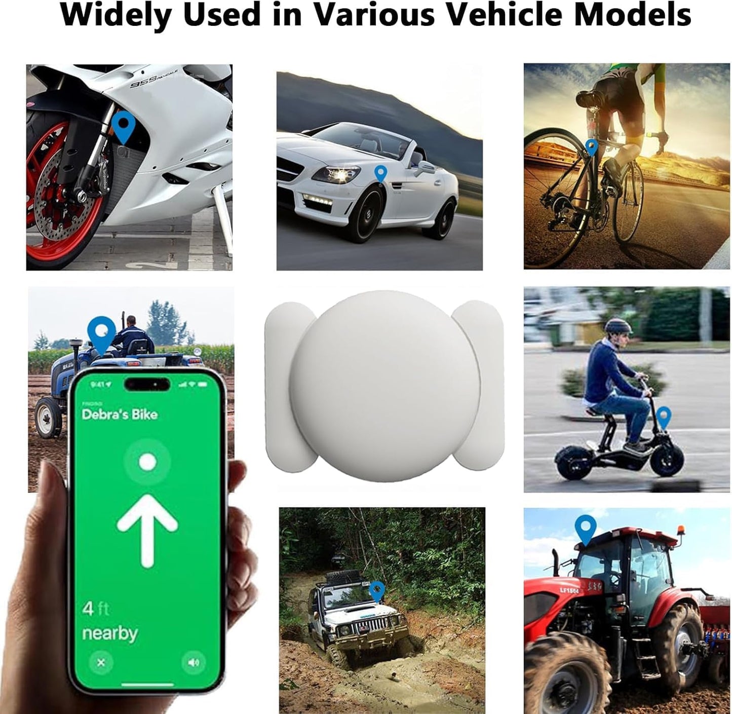 GPS Tracker for Vehicles, 1PCS Mini Tracker with Magnetic Case, Work with Find My (iOS Only), No Monthly Fee Car GPS Tracker (White)
