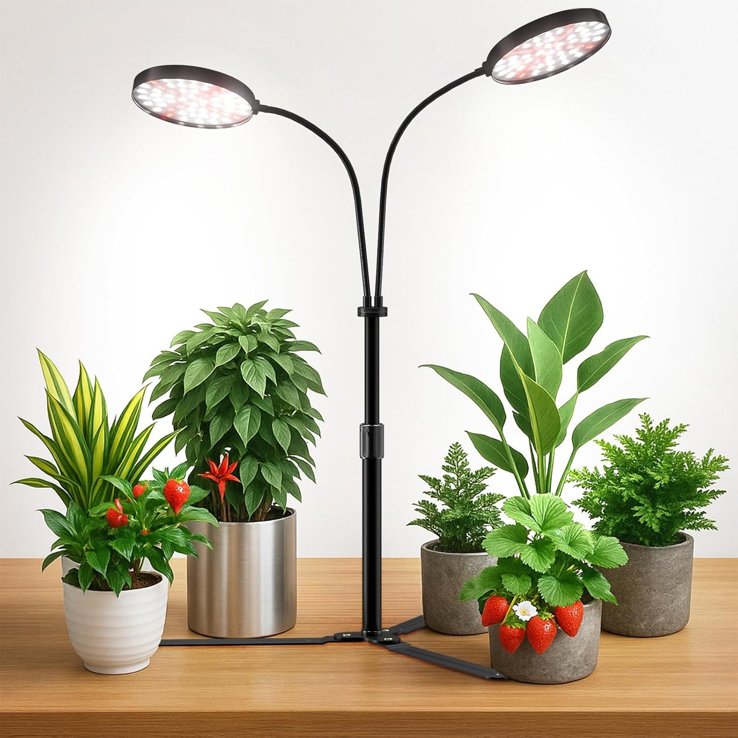 YEOLEH Grow Light for Indoor Plants Growing 6000K Full Spectrum LED Desk Lamp with Dimmable & Timer