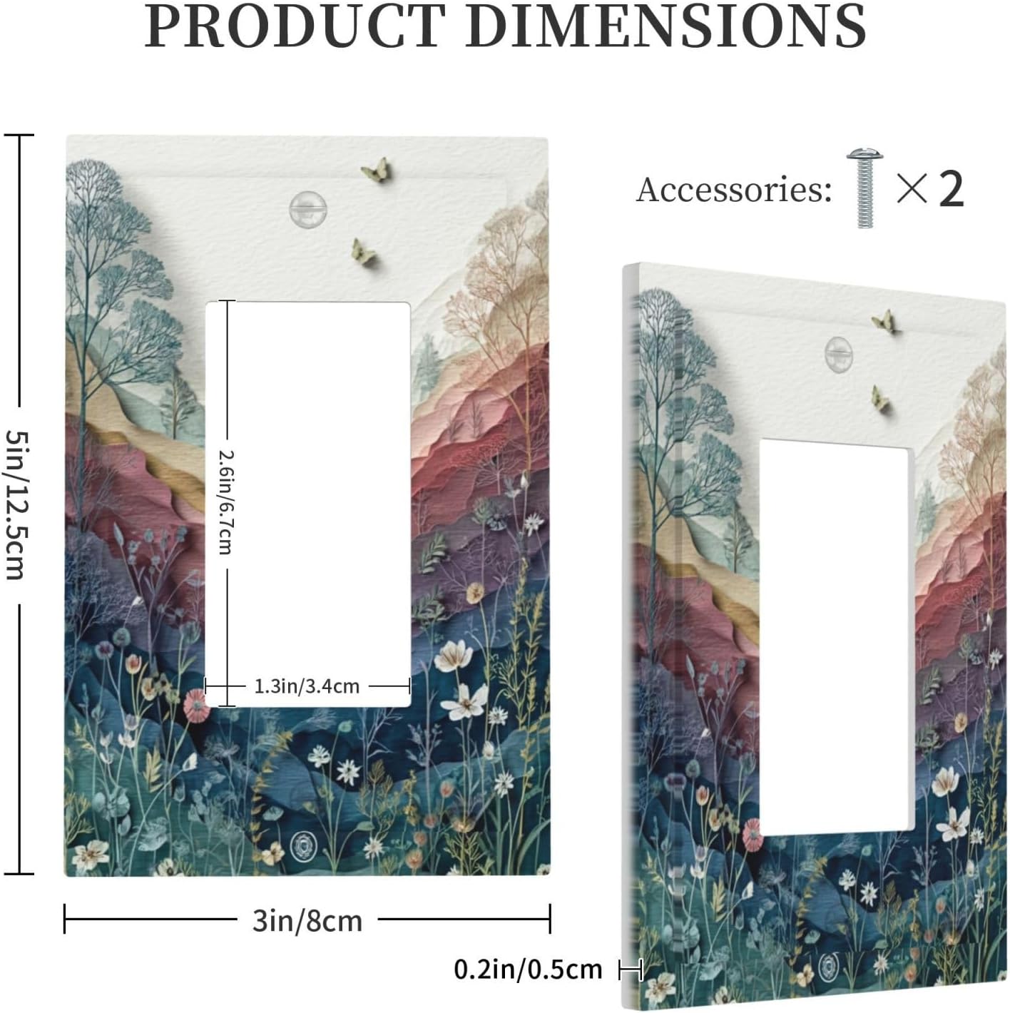 Wildflowers Rustic Flowers Floral Plants 1 Gang Single Rocker Wall Plate Cover Vintage Mountain Decorative Light Switch Covers Electrical Faceplate Switch Plates for Bathroom Kitchen Home