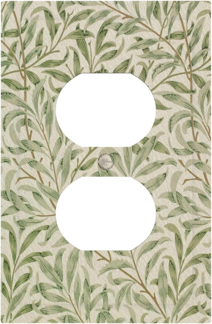 Decorative Outlet Covers Vintage Morris Willow Leaf Green Leaves 1 Gang Wall Plate Receptacle Duplex Light Switch Cover Plate Single Dual Plug Covers Electrical Switchplate Faceplate