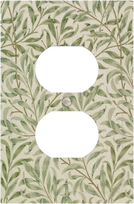 Decorative Outlet Covers Vintage Morris Willow Leaf Green Leaves 1 Gang Wall Plate Receptacle Duplex Light Switch Cover Plate Single Dual Plug Covers Electrical Switchplate Faceplate