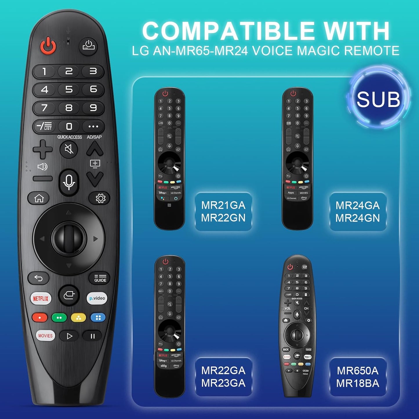 Voice-Magic-for-LG-TV-Remote-Control-Replacement Compatible with LG Smart OLED Thinq Webos TVs for AKB75855501 AN-MR24gn MR23gn MR22gn MR21ga MR20ga