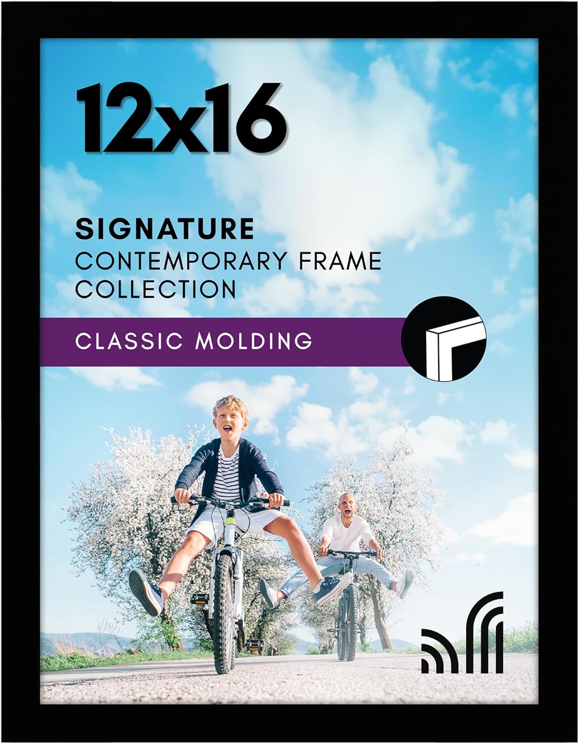 Americanflat 12x16 Picture Frame with Shatter-Resistant Glass - Signature Collection - Gallery-Style Frames Made of Engineered Wood - Photo Frame for Wall Display - Black
