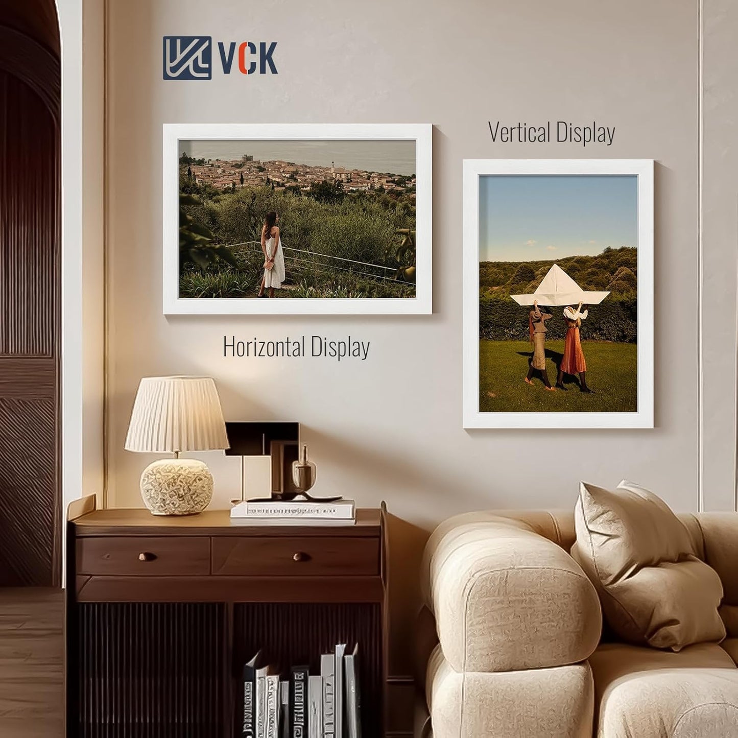 VCK 13x19 Picture Frames white Set of 6, Wide Border Wood Poster Frame, Multi-Directional Display Family Photos, Office Prints, Studio/Gallery Artwork, Woodgrain Series, Wall Hanging