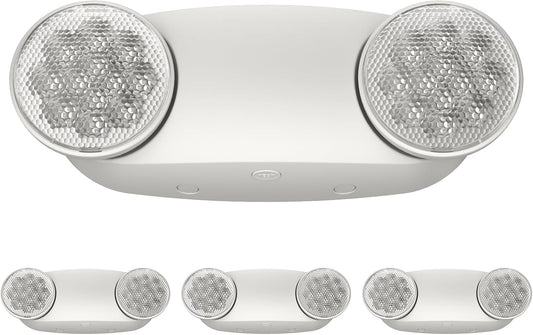 4 Pack White LED Emergency Lights with Battery Backup, Two Head Adjustable Emergency Lighting Fixtures-Fireproof Materials-Emergency Lighting Fixture/Emergency Light Home
