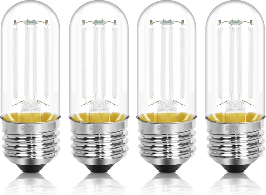 4 Pack 3.2 Inch T10 Blue Light Bulb, E26 Base Edison Bulbs Dimmable, AC 120V 60 Watt Equivalent Clear Glass Filament Bulb, Halloween Christmas Party Bar Colored Light Bulbs, UL Listed