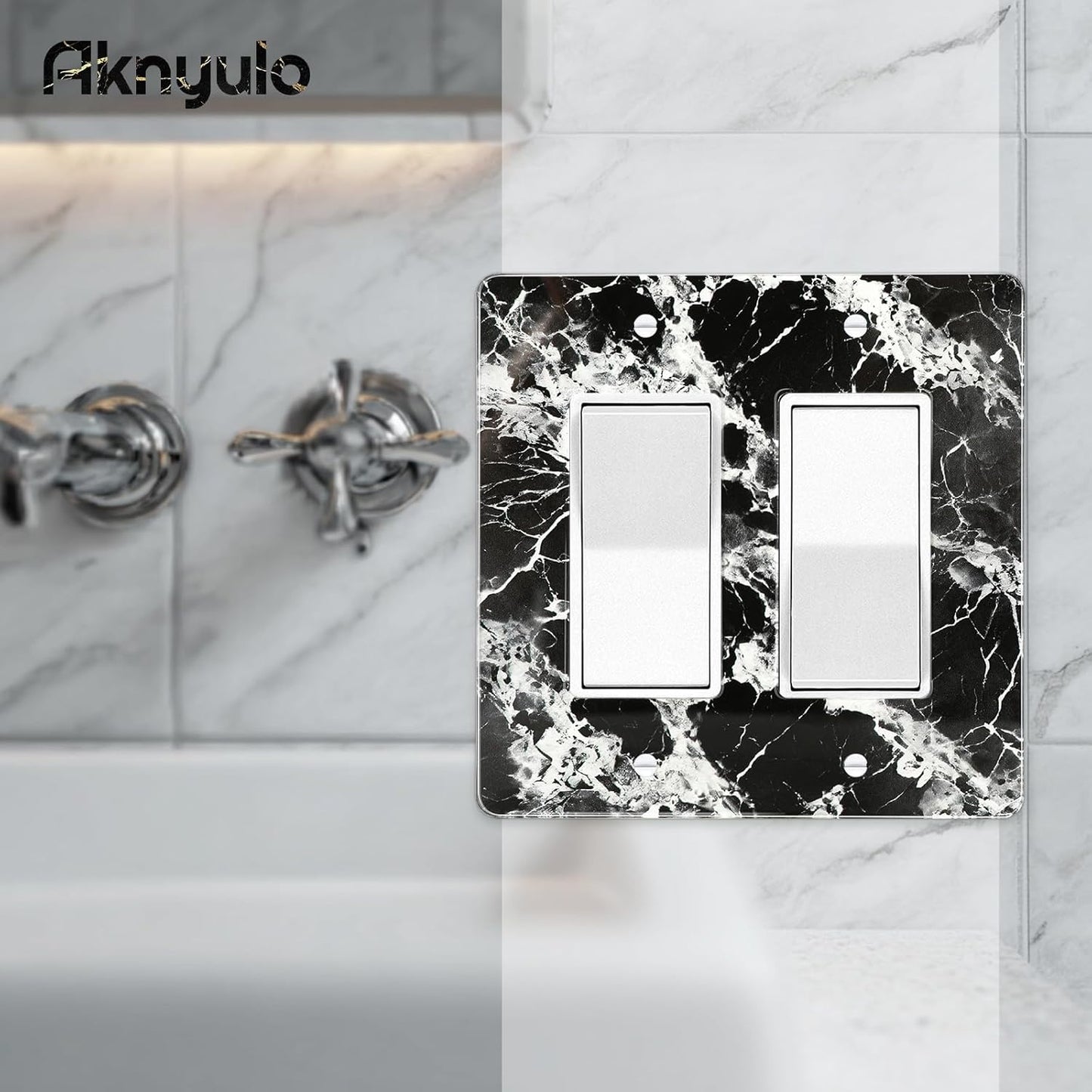 Black White Marble Pattern Acrylic Wall Plate Cover Switch Plate Covers Cover Light Switch Cover Switch Cover Decorative Electrical Outlet Cover Plates Outlet Covers Switch Cover 2 Gang
