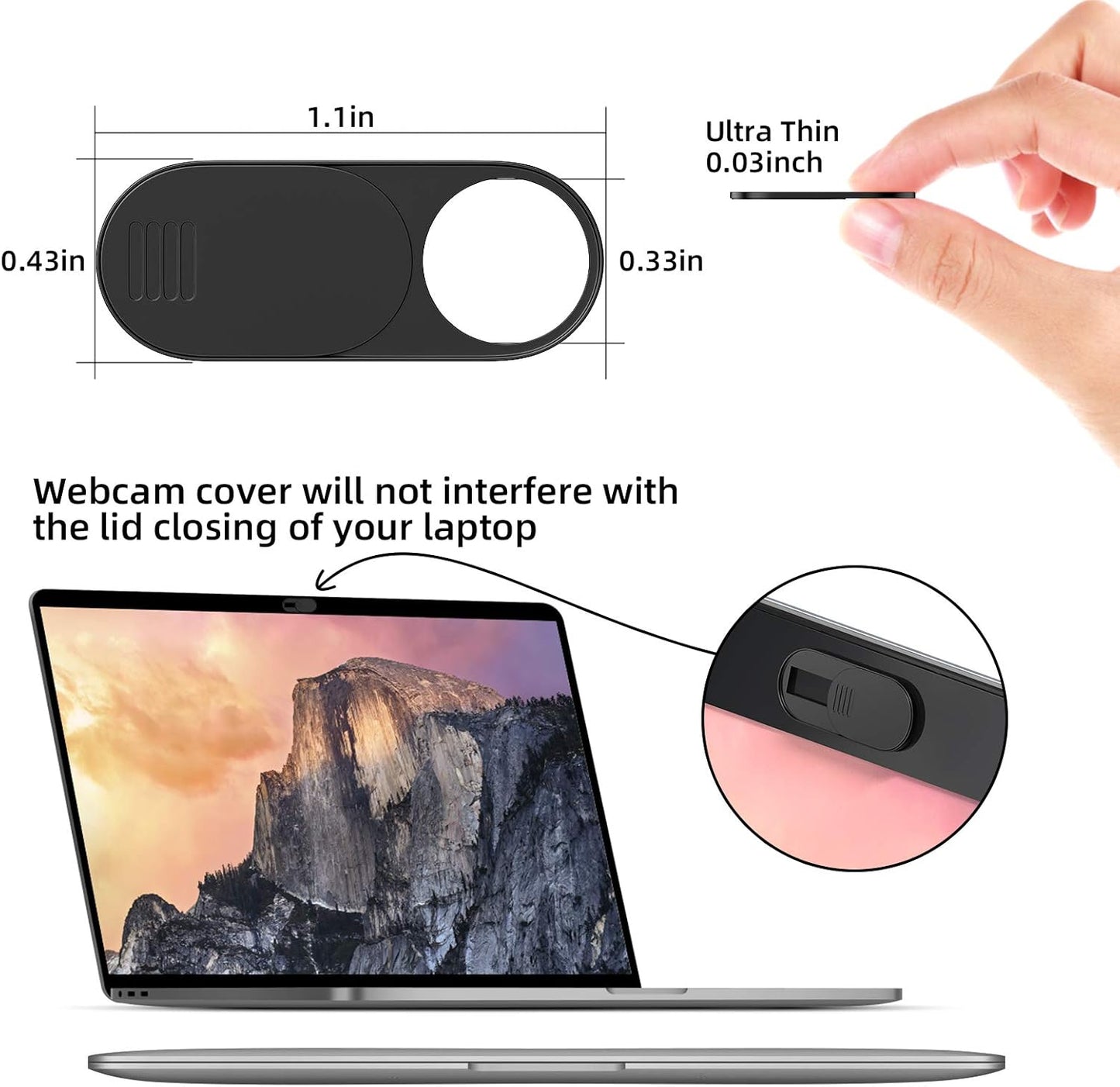 Webcam Cover,Ultra-Thin Camera cover Slide compatible with Laptop,MacBook,Computer,Laptops,PC,Apple Devices,and Tesla Model 3/Y Interior Cabin Camera,0.03in Thick Web Blocker Protect Your Privacy