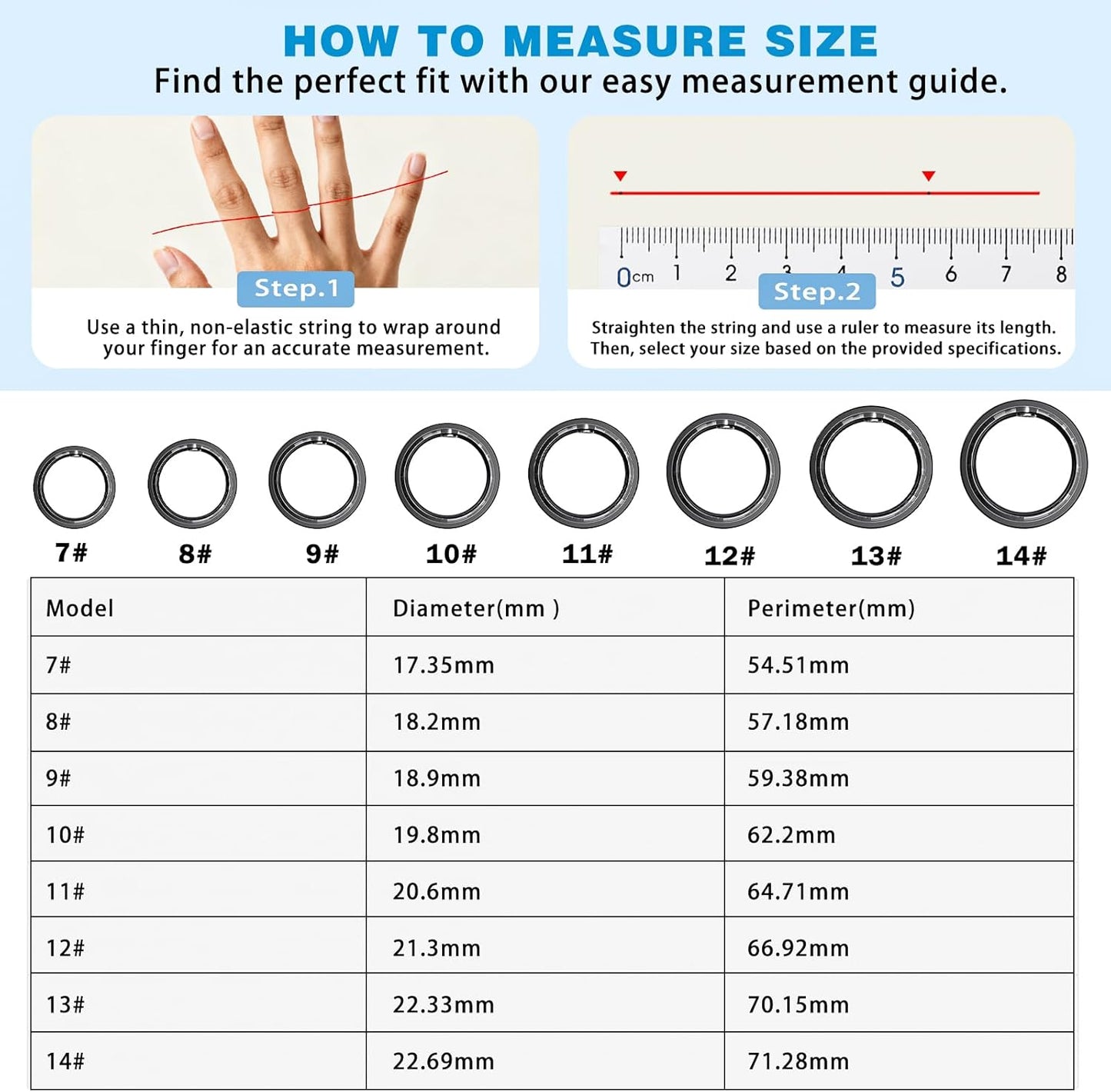 Smart Ring for Women & Men, Activity Tracker Ring, Heart Rate Monitor, Sleep Monitoring, Step Counting, Calorie Pedometer, No Subscription Fee, iOS Android (Black 10)