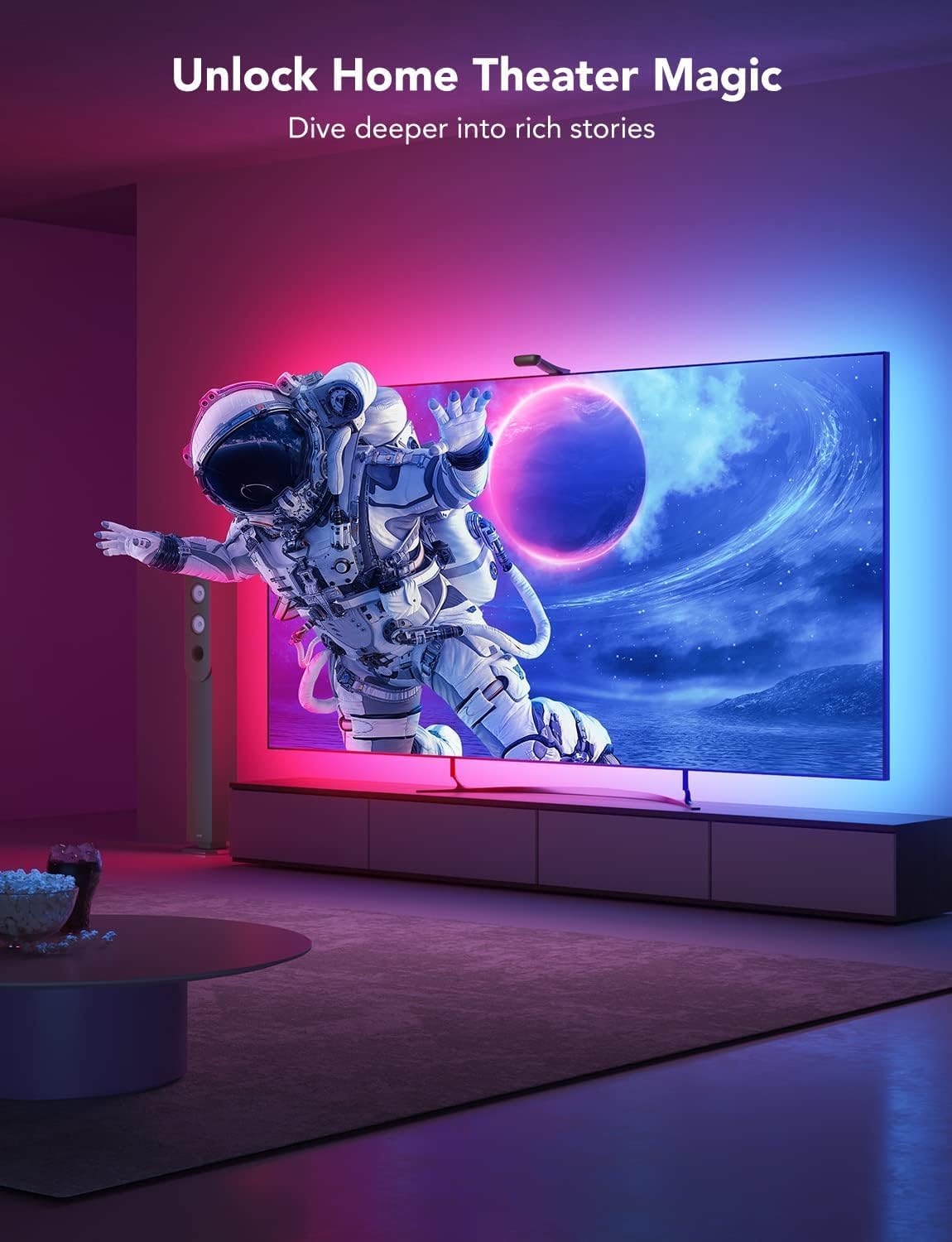 Govee Envisual TV LED Backlight T2 with Dual Cameras, 21ft RGBIC Wi-Fi LED Strip Lights for 98-100 inch TVs, Double Strip Light Beads, for Home Decorations, Smart App Control, Music Sync