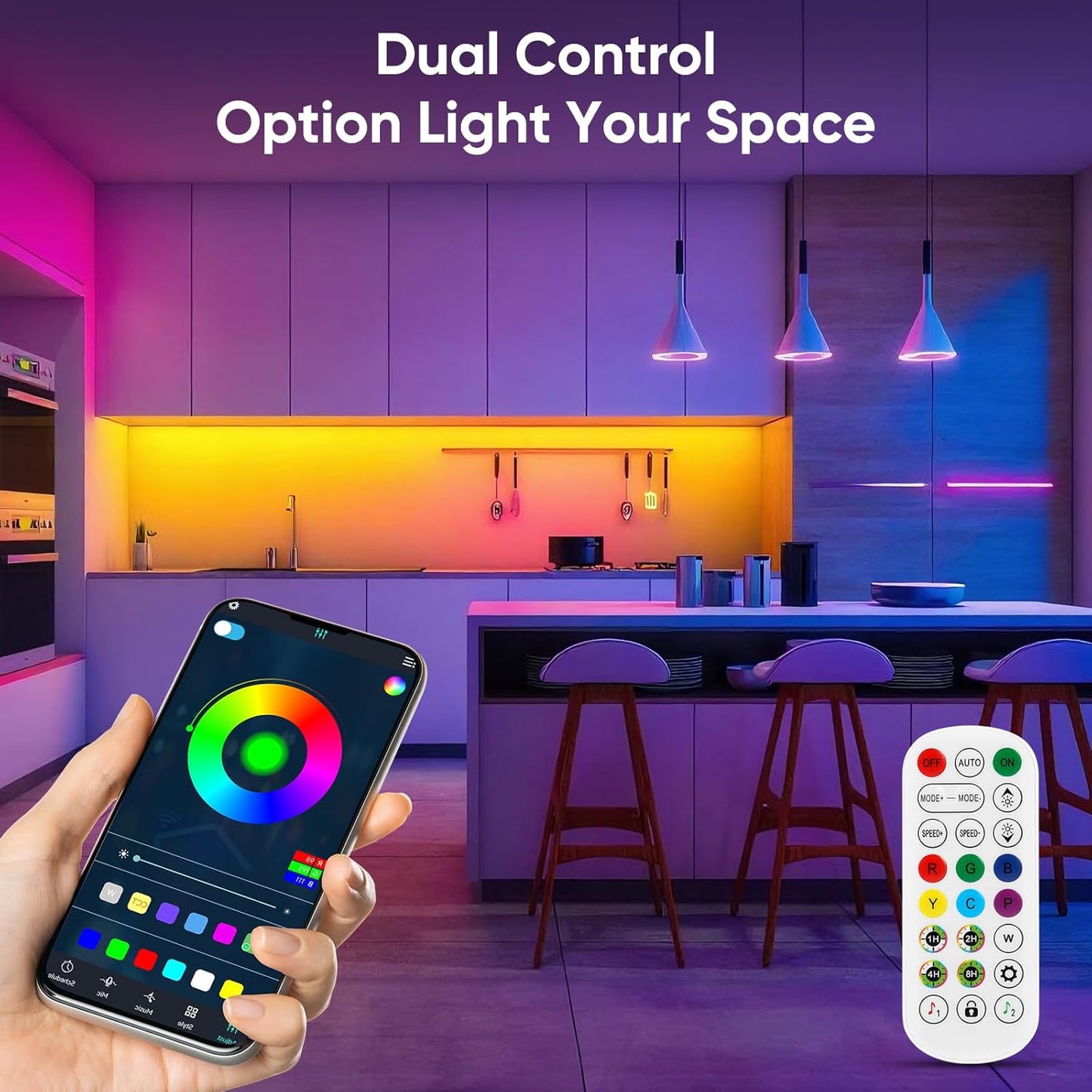 Led Lights for Bedroom IC+RGB 166FT Music Sync Color Changing Led Strip Lights with Remote App Control Led Strip, Led Lights for Room Home Kitchen Decor Party