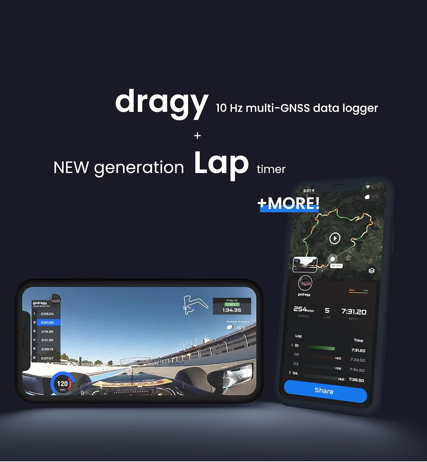 New dragy GPS Based Performance Meter, up to 25Hz GPS Laptimer, Upgraded UBLOX 10th Gen High Performance GPS Module, Trusted by Million Users, USB-C Charging Port (DRG70-C)