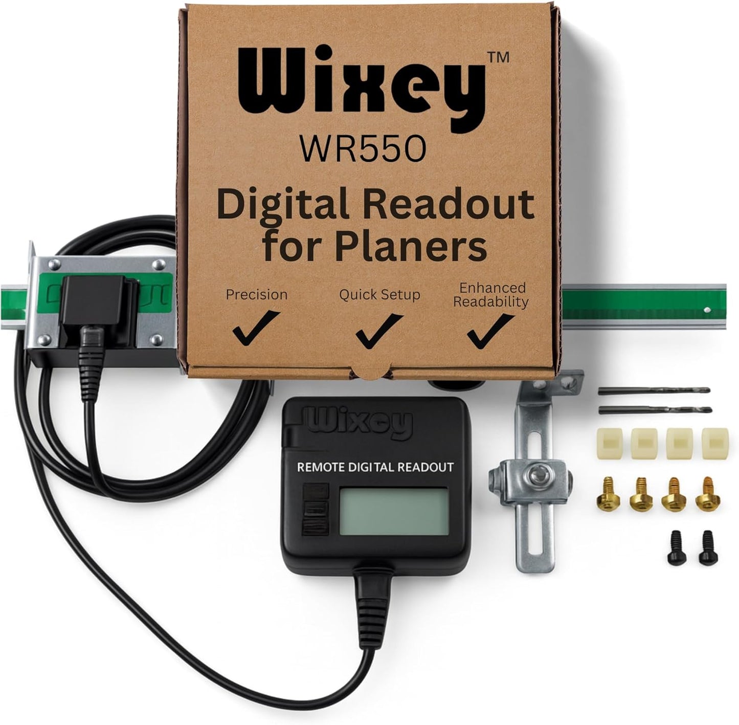 WR550 Wixey Digital Readout with Remote LCD Display - Precision Thickness 12'' Height Measuring Calipers for Planer, Drum Sander, & Wide Belt Sander - 0.002" Accurate Digital Callipers for Measuring