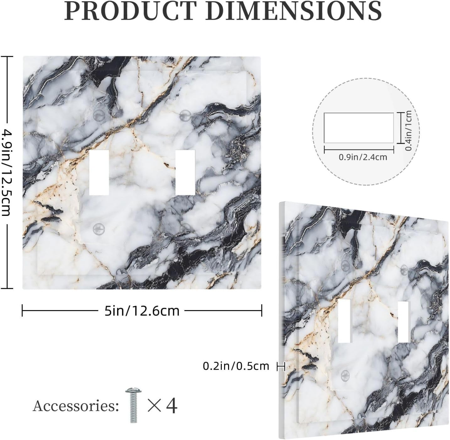 Decorative Switch Plate Covers Black Gold Marble Abstract Modern Luxury 2 Gang Double Toggle Light Switch Cover Plate Electrical Wall Plate Outlet Cover for Bedroom Home Decor