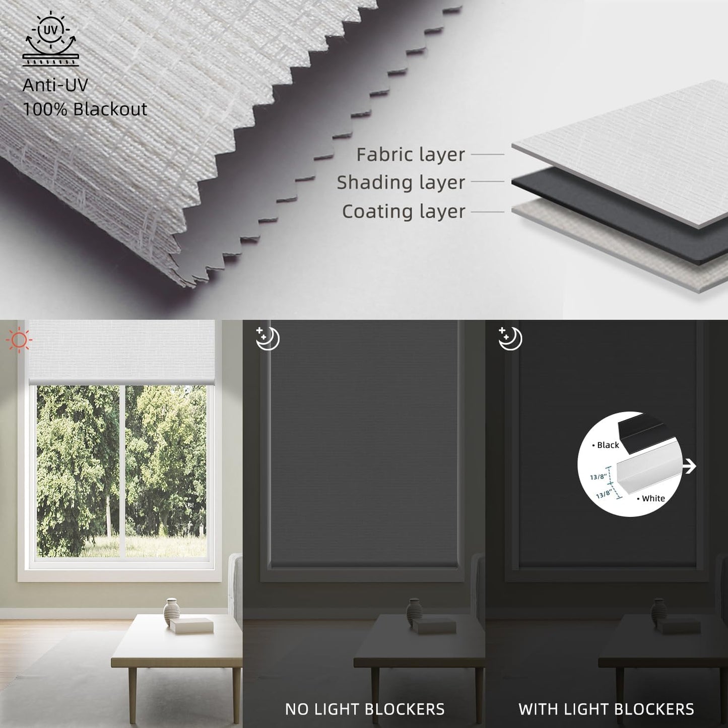 SmartWings Motorized 100% Blackout Shades Blinds, Custom Size, Cordless Window Shades with Rechargeable Battery, Works with Matter/Apple HomeKit, Alexa, Thread/Zigbee, Remote Optional, Safar White