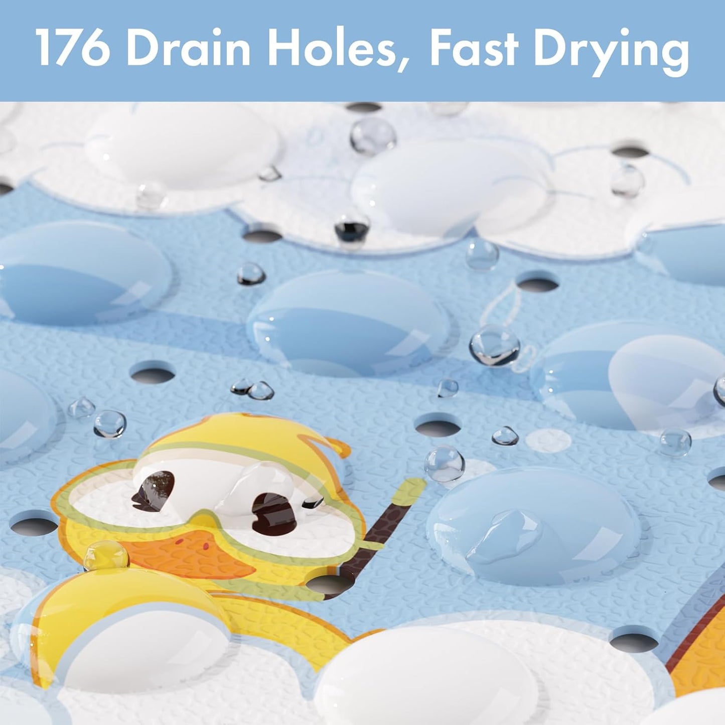 AmazerBath Baby Bath Mat Non Slip, Cartoon Kids Bath Mat for Tub 40 x 16 Inches Full Size, Non Slip Bathtub Mat with Suction Cups and Drain Holes, Shower Stall Mats - Elephant