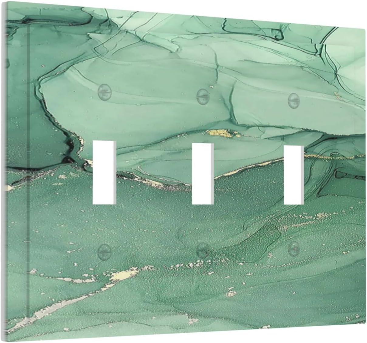 Decorative Switch Plates Simple Green Marble 3 Gang Wall Plate Triple Toggle Light Switch Cover Faceplate Electrical Wall Panels for living Room Office Decor