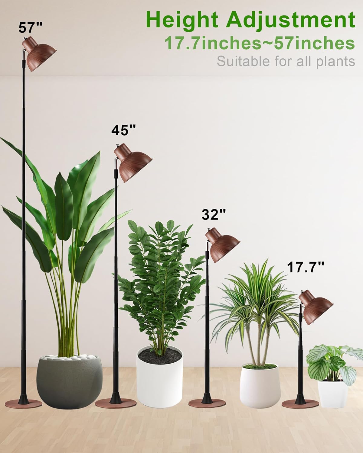 yadoker Plant Grow Light for Indoor Plant, Walnut Wood Grain LED Grow Light,Elevating Plant Lamp,Height Adjustable,Automatic Timer with 8/12/16Hours,10-Level Brightness,Ideal for Large Plant Grow