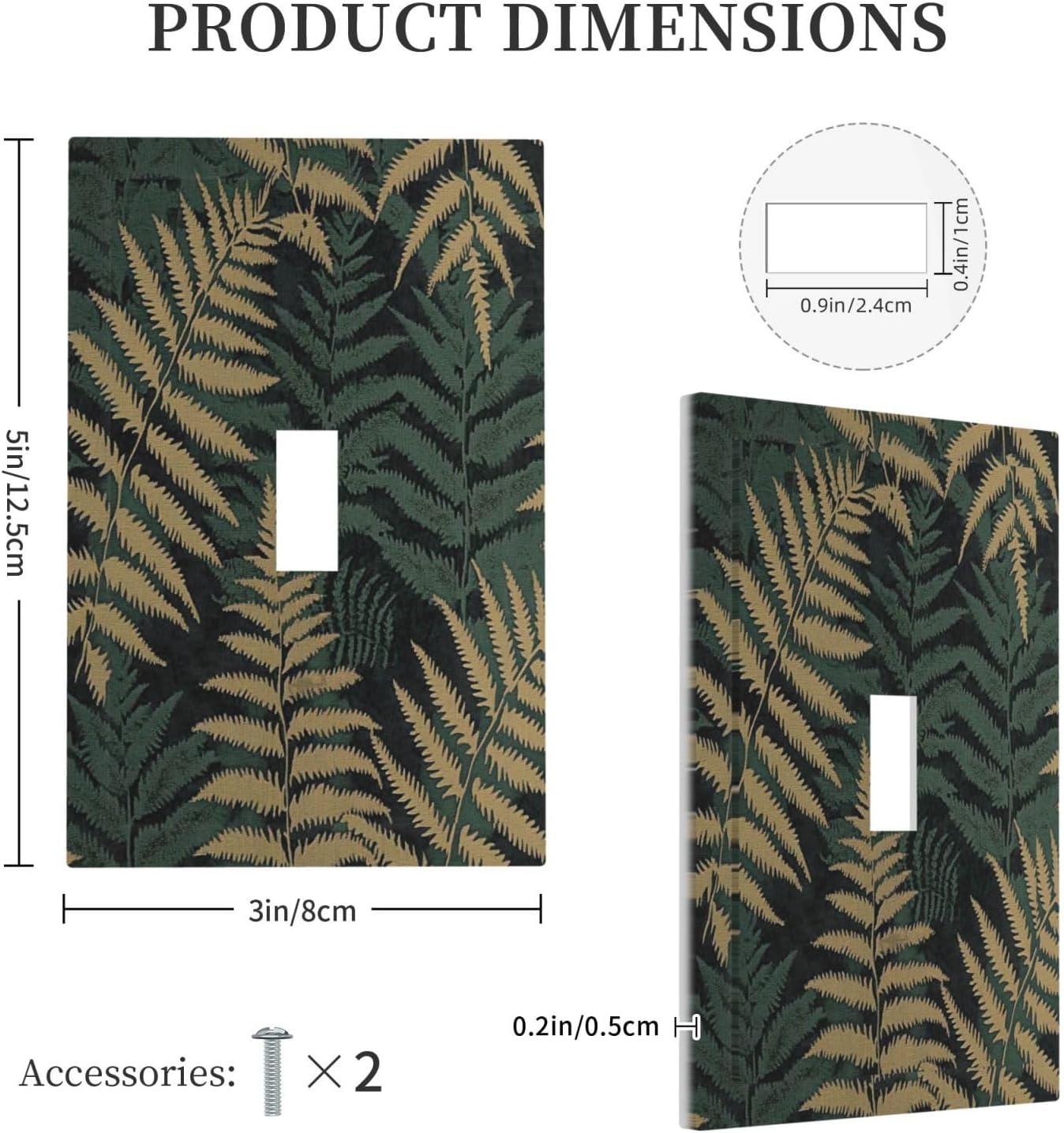 Decorative Light Switch Cover Botanical Fern Green Leaf Forest 1 Gang Single Toggle Device Electrical Faceplate Switchplates Decorator Outlet Wall Plate For Bed Room Home Decor