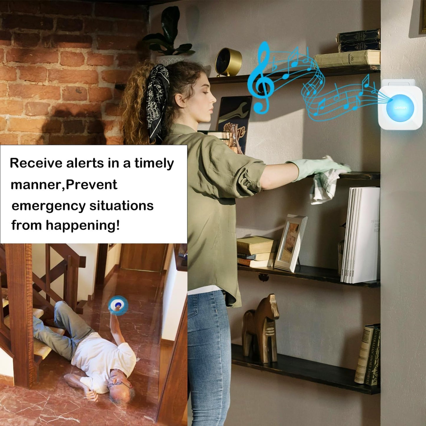 Wireless Caregiver Pagers Call Button Nurse Alert System Call Bell Call Light Alert Button for Home/Elderly/Patients/Disabled 3 Transmitters 3 Plugin Receivers (600+ft Operating Range)…