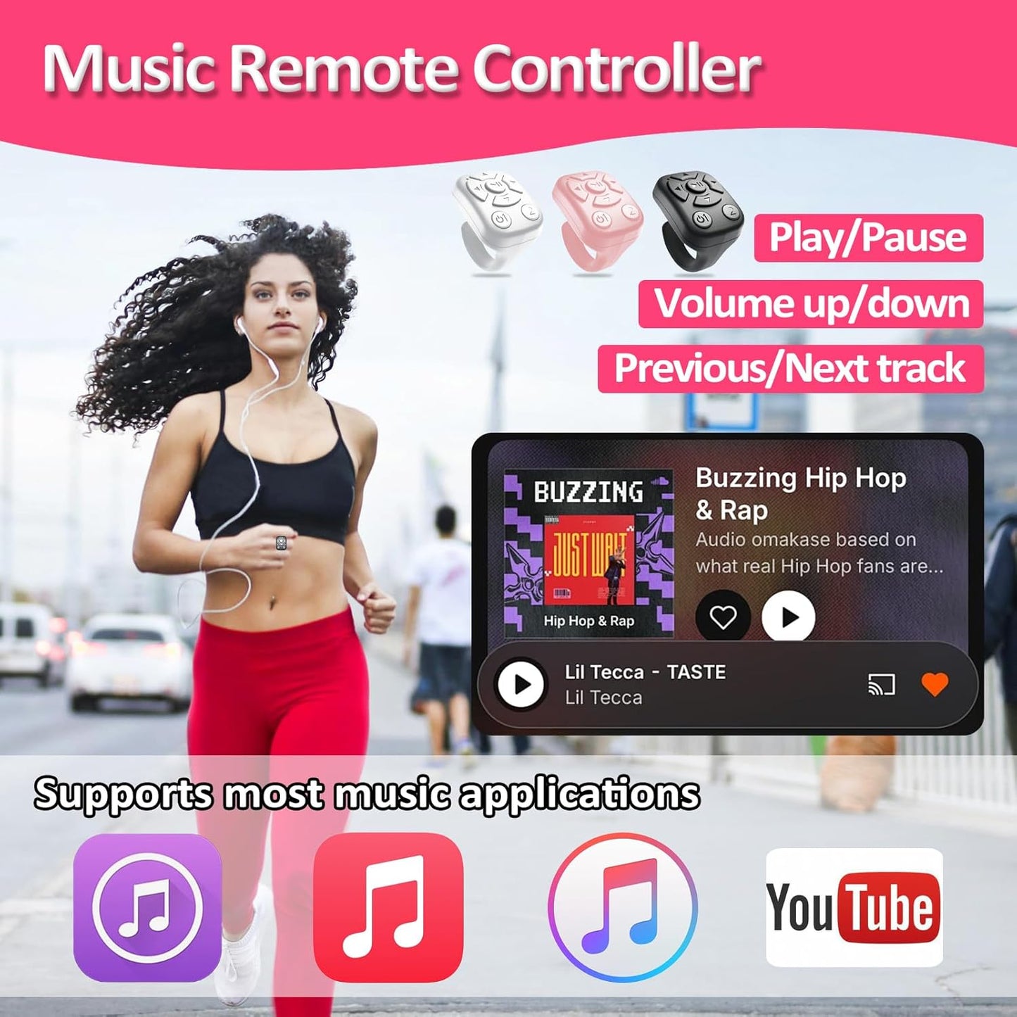 TikTok Scrolling Ring - Bluetooth Remote for TikTok Clips & Tunes, iPhone-Compatible Fingertip Wireless Bluetooth Controller, Ideal for iPad, iOS & Android, with Lively Camera Shutter(Black-2Pcs)