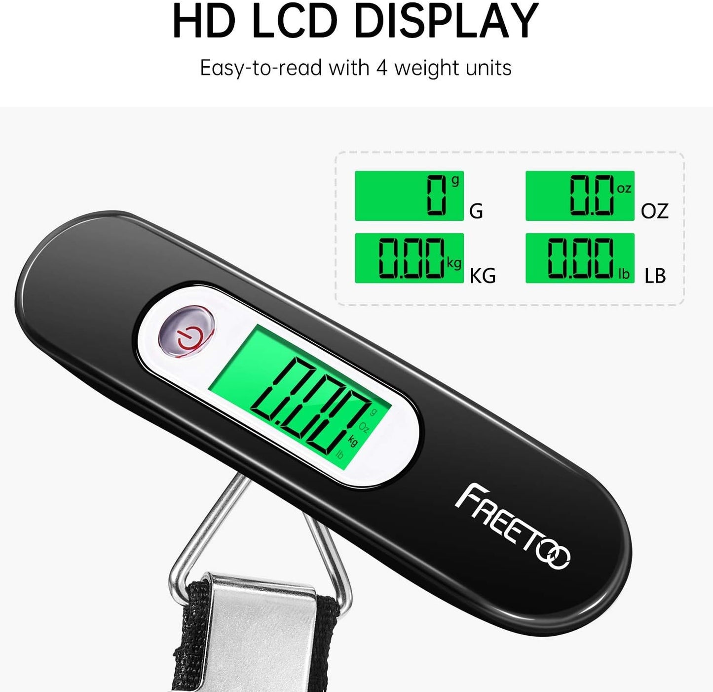 FREETOO Luggage Scale Portable Digital Hanging Scale for Travel, Suitcase Weight Scale with Superior Piano Lacquer 110 Lb/ 50Kg Capacity, Battery Included