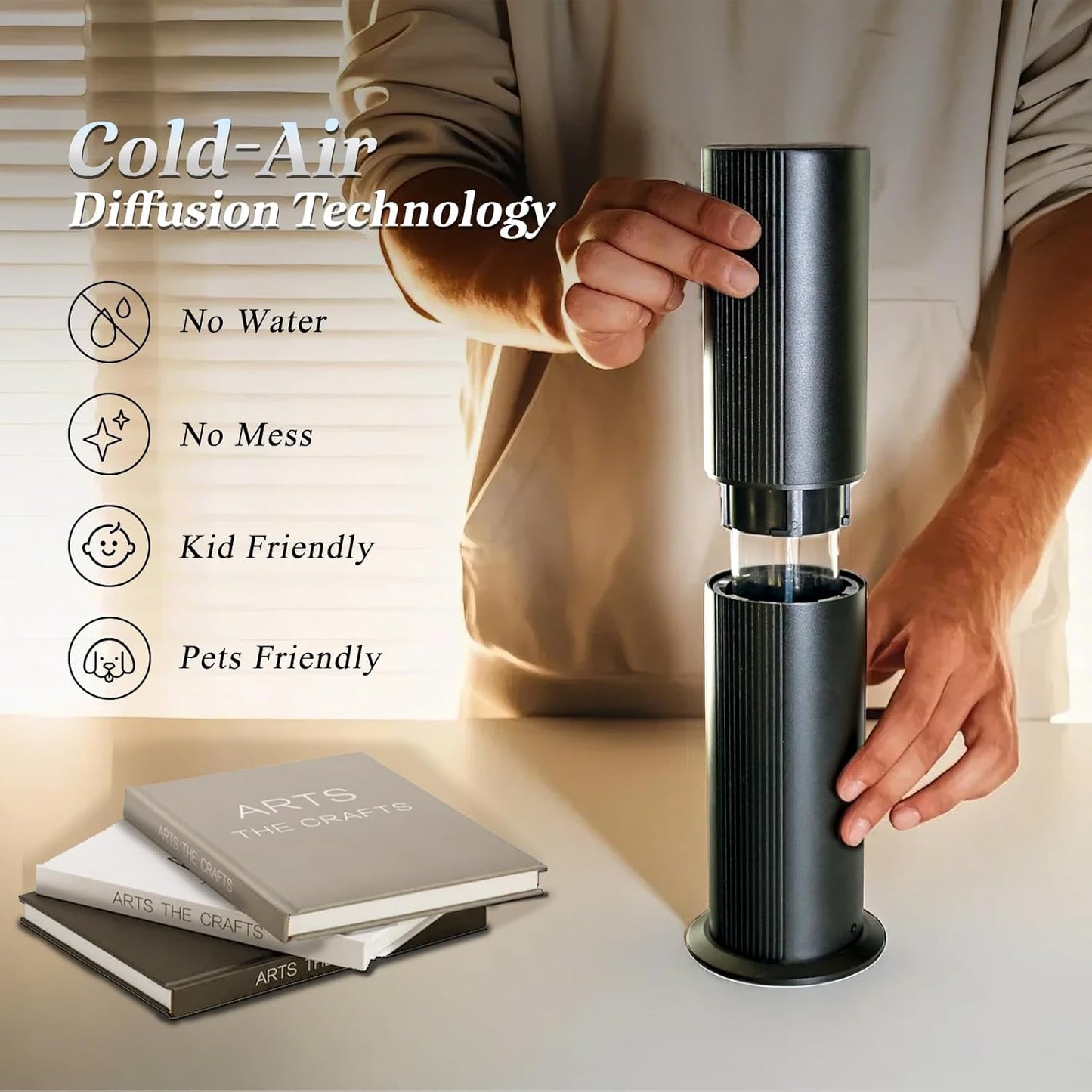 Bluetooth Waterless Diffuser, Essential Oil Diffuser for Home with Cold Air Tech 100ML, 2000 sq. ft Coverage Scent Diffuser for Large Room, Office, Spa, APP and RemoteControl, Black