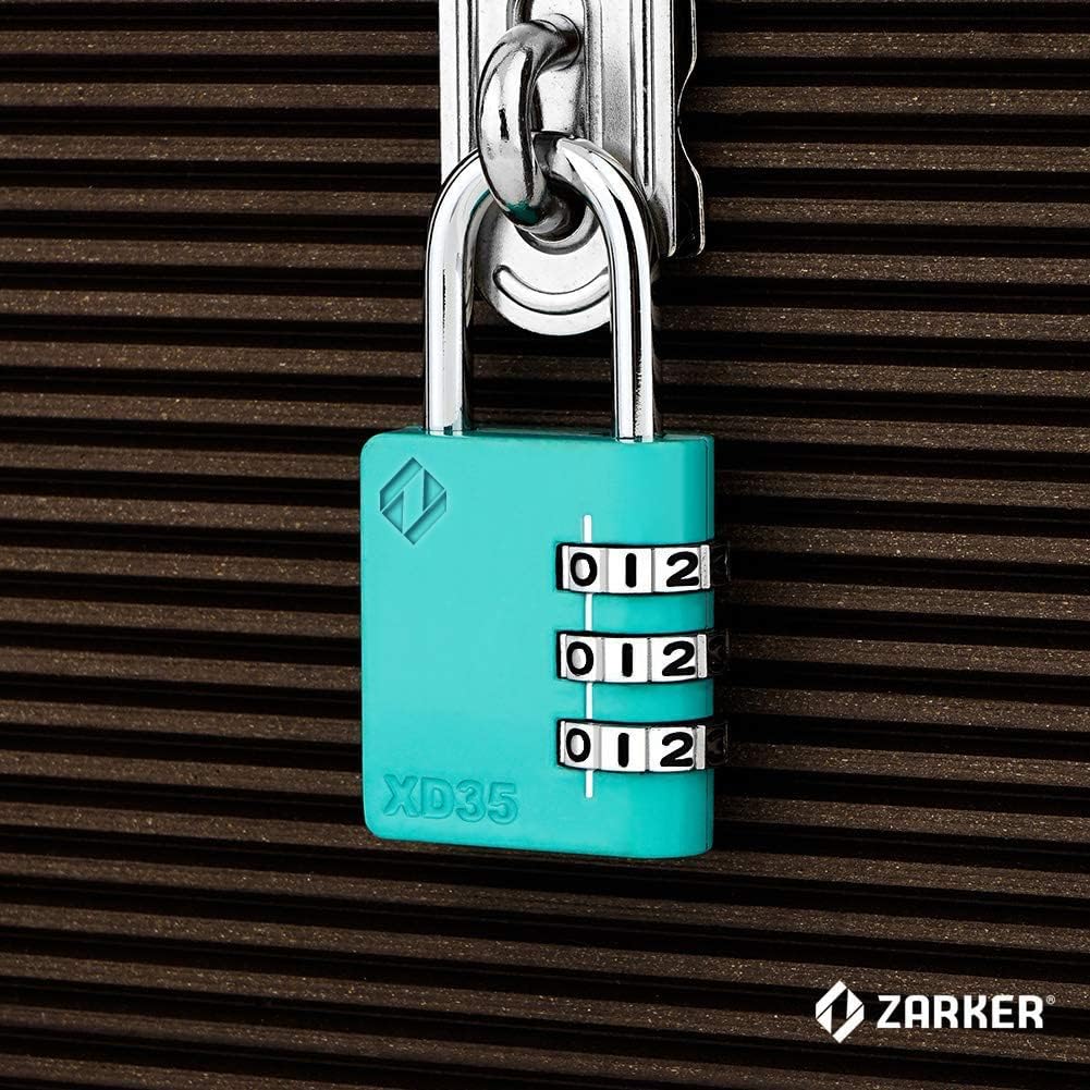 XD35 Combination Lock, 3-Digit Padlock for School Gym Sports LockerLock, Fence, Toolbox, Case, Hasp Storage (2-Pack, Emerald)