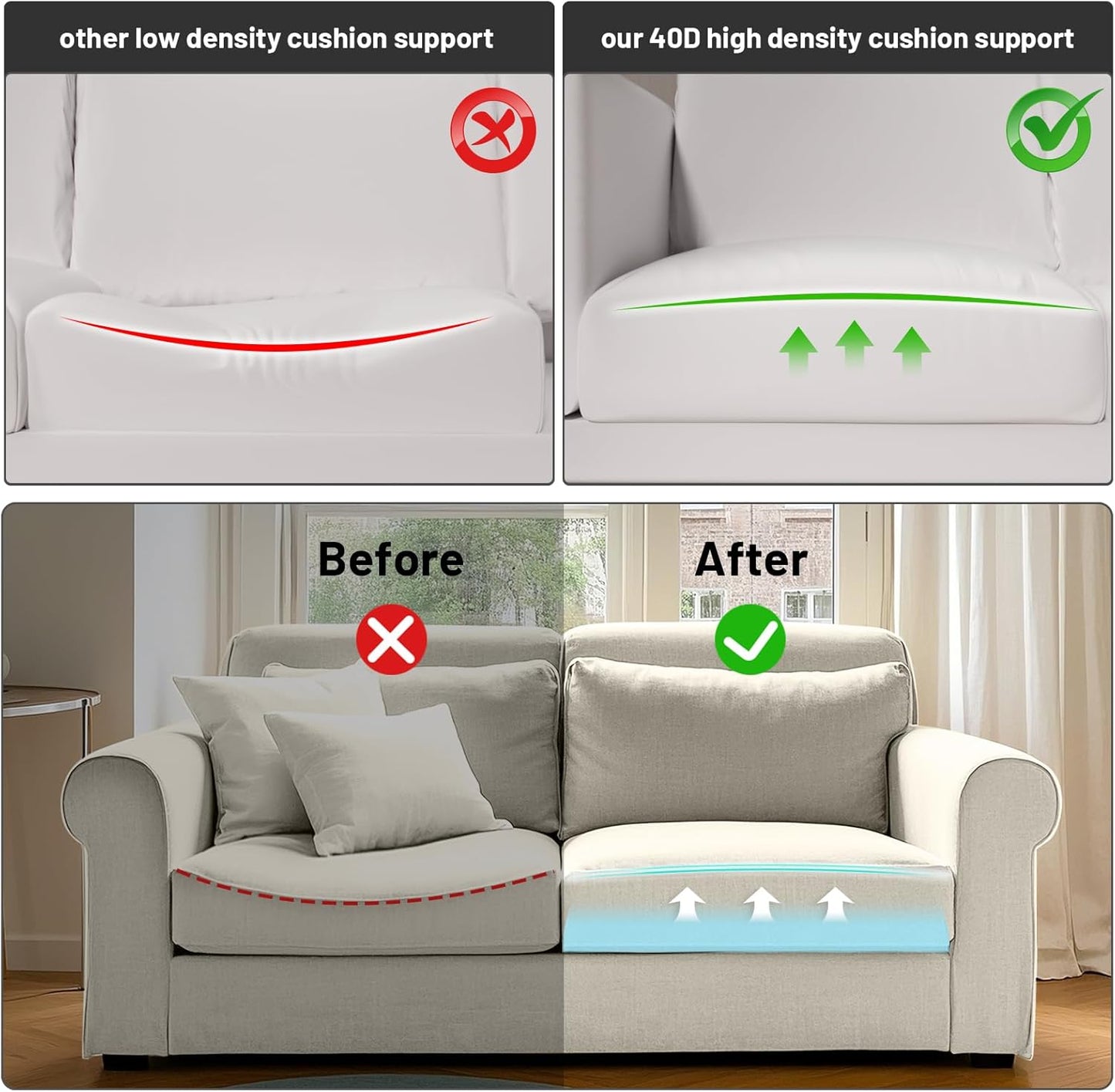 Couch Cushion Support, Sofa Cushion Support for Sagging Couch Seat, 20x20x3.15in, Couch Replacement Insert, High Density Foam Furniture Seat Sagging Repair, Trapezoid 40D, Blue Set of 3