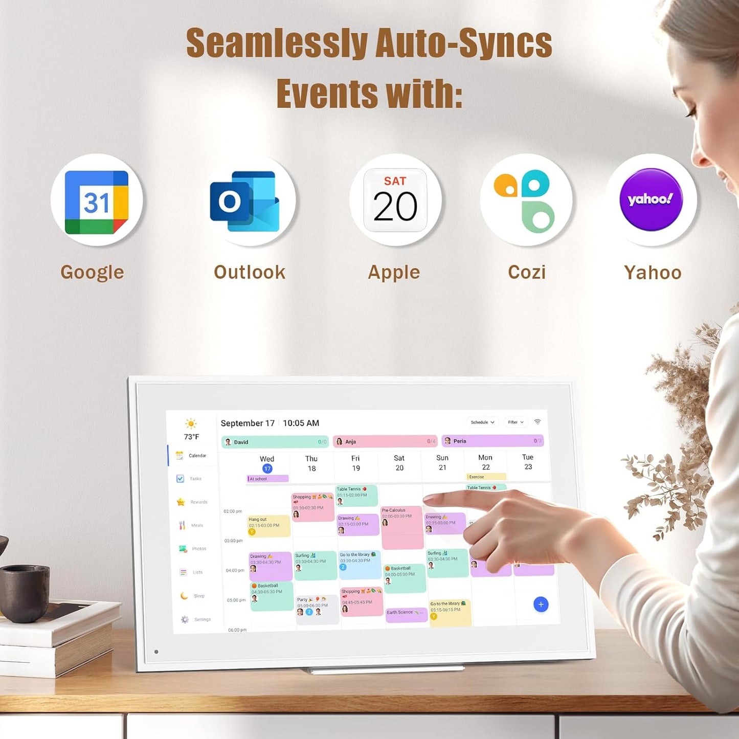 15.6-inch Wall Digital Calendar,Smart WiFi Calendar & Chore Chart,Full HD Touchscreen Interactive Display for Family Schedules-Wall/Desk Mountable Planner,Meeting Reminders & Deadline Tracking