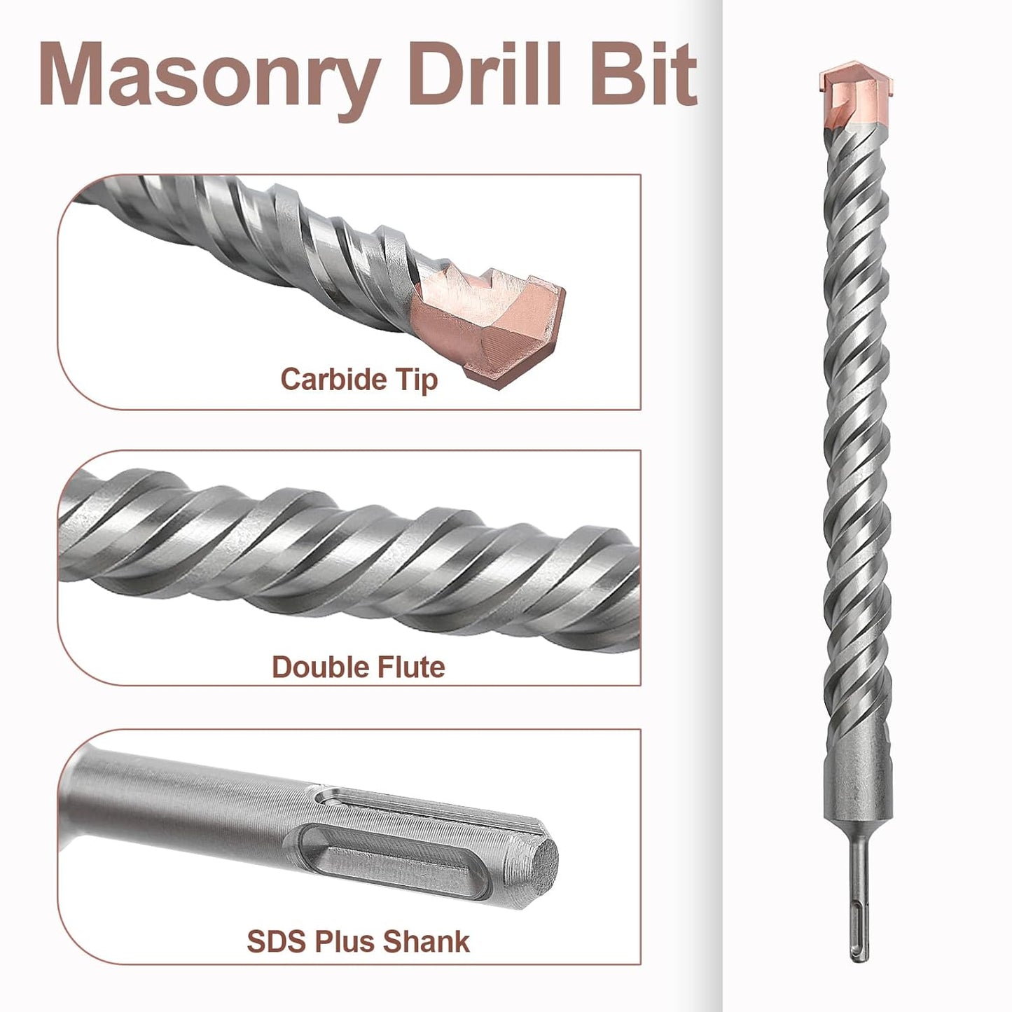 3/8 inch x 39.3 inch (10x1000mm) SDS Plus Masonry Drill Bit, Rotary Hammer Drill Bit,Concrete Drill Bit for Concrete, Cement, Brick (39.3 inch / 1000mm Length, 3/8 inch (10mm))