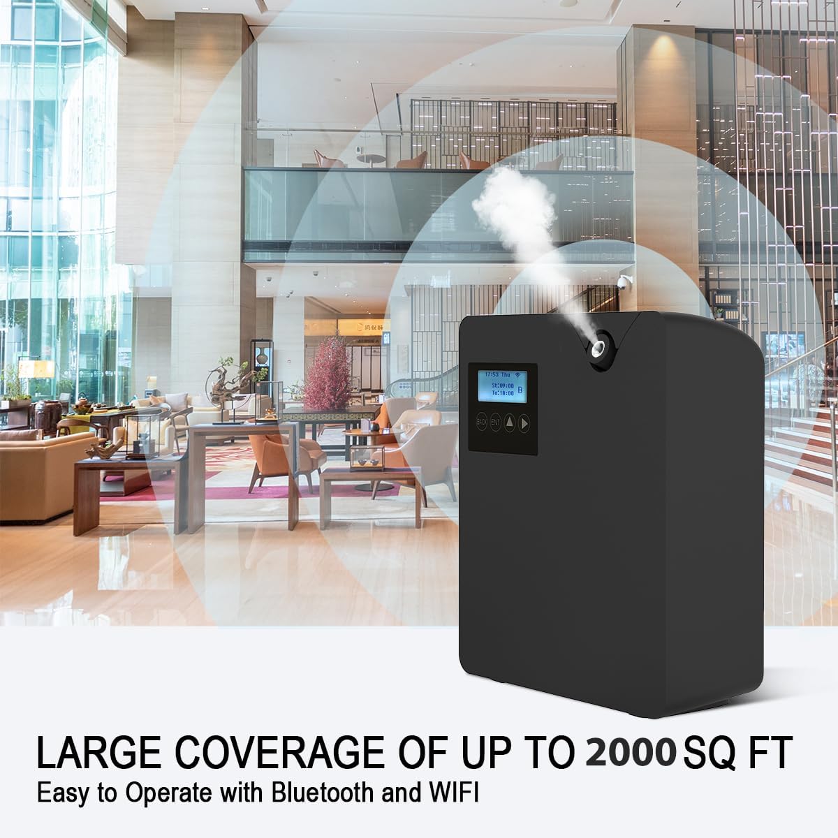 Smart Scent Air Machine for Home, Bluetooth & WiFi Hotel Scent Diffuser with Cold Air Tech, 300ML Waterless Essential Oil HVAC Scent Diffuser for Large Room, Office, Spa(Black)