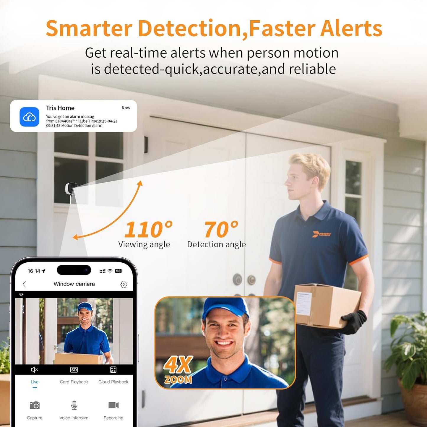 3MP 2K Window Camera, 2.4GHz & 5GHz WiFi Indoor Outdoor Camera for Home Security with AI Color Night Vision, Person & Motion Detection, 24/7 Recording, IP65 Waterproof, Works with Alexa/Google Home