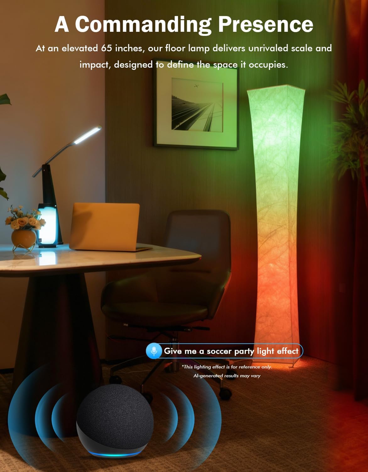 LEONC RGB+CCT Floor Lamp with Remote, 1800lm LED Tuya Smart 9W×2 Bulbs, 61" Smart Modern Floor Lamp with Alexa, Music Sync and 16 Million Colors, Color Changing Standing Lamp for Bedroom Living Room