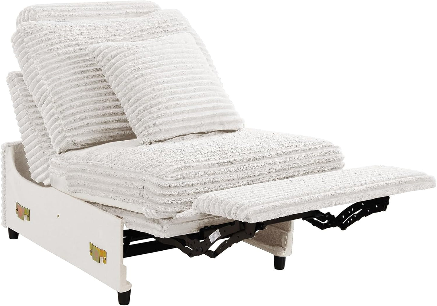 LEVNARY Modular Power Recliner Chair, Faux Rabbit Fur Upholstered Single Seat with Electric Lift Function, Compatible with Modular Sofa System (White)