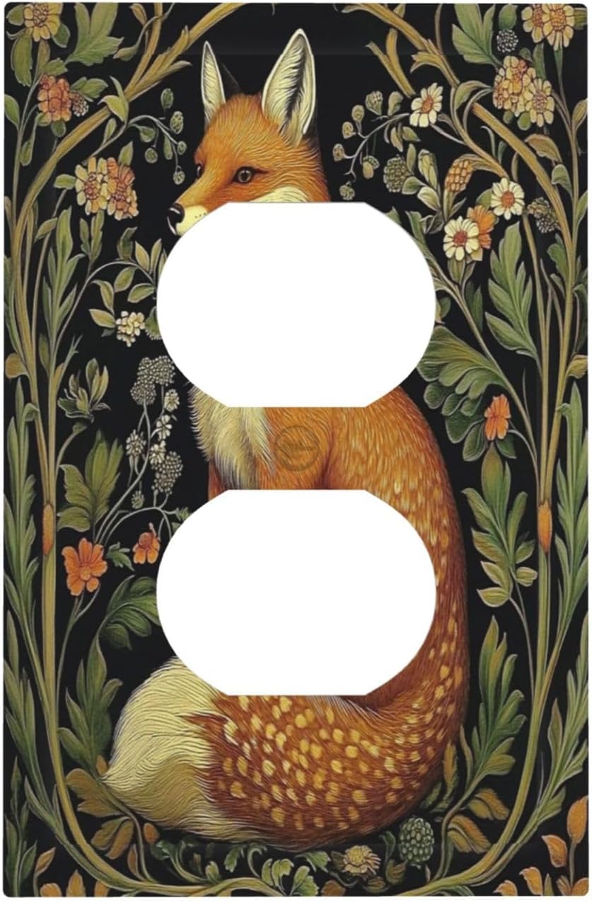 Fox Morris Plants Flowers Vine Colorful Floral Outlet Covers 1 Gang Duplex Light Switch Cover Decorative Switch Plates Electrical Receptacle Faceplate Wall Plate For Bed Room Living Room Decor