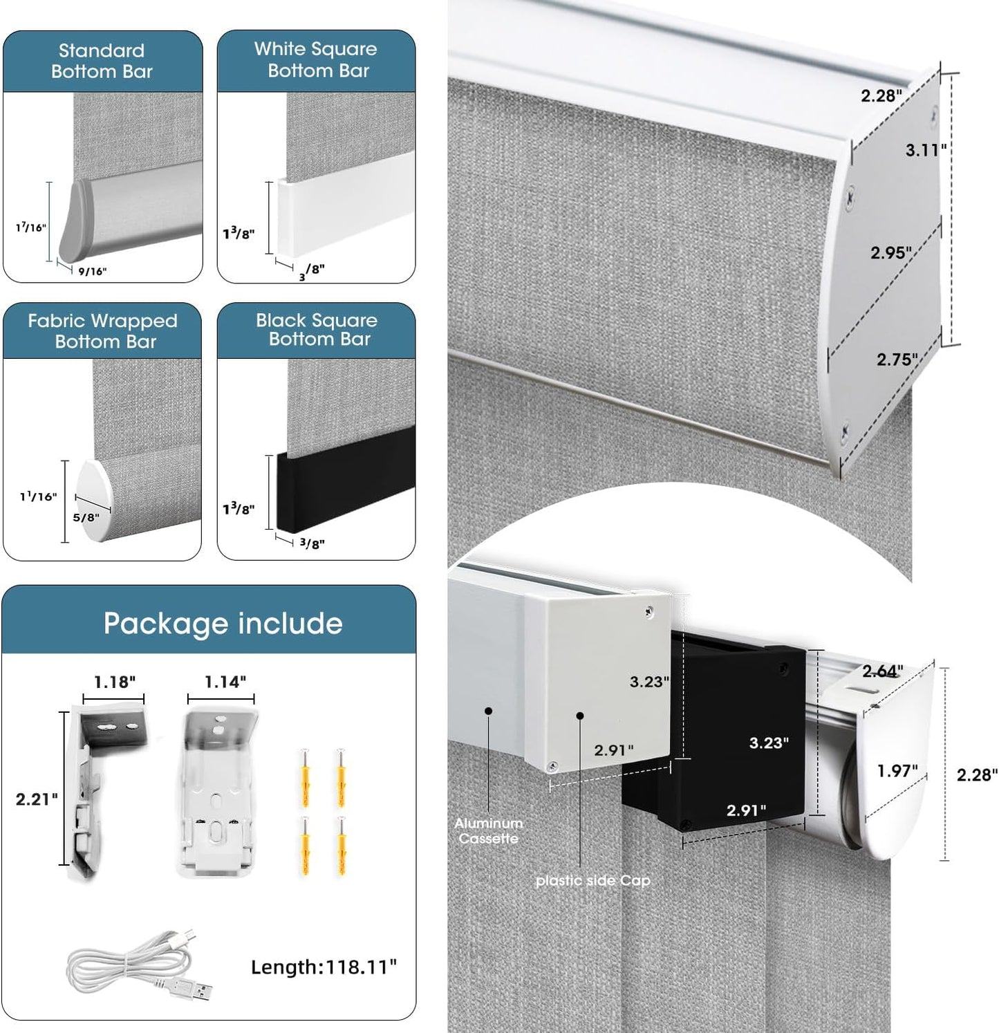 SmartWings Motorized 100% Blackout Shades Blinds, Custom Size, Cordless Window Shades with Rechargeable Battery, Work with Matter/Apple HomeKit, Alexa, Thread/Zigbee, Remote Optional, Vigor Pale Grey