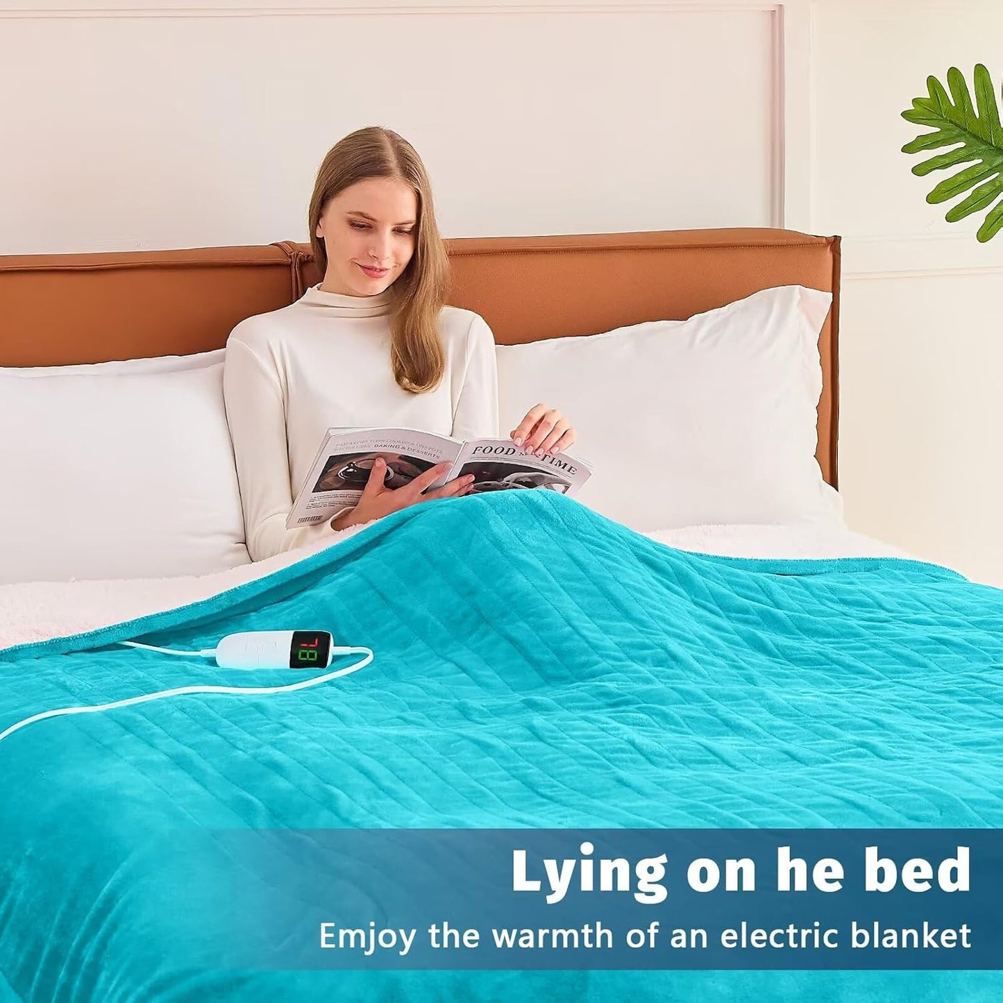 BOMOVA Heated Electric Blanket Twin - 62" x 84" Heating Blanket with 10 Heating Levels & 8 Hours Auto Off, Warm Flannel Blanket, Christmas Birthday Gifts for Women