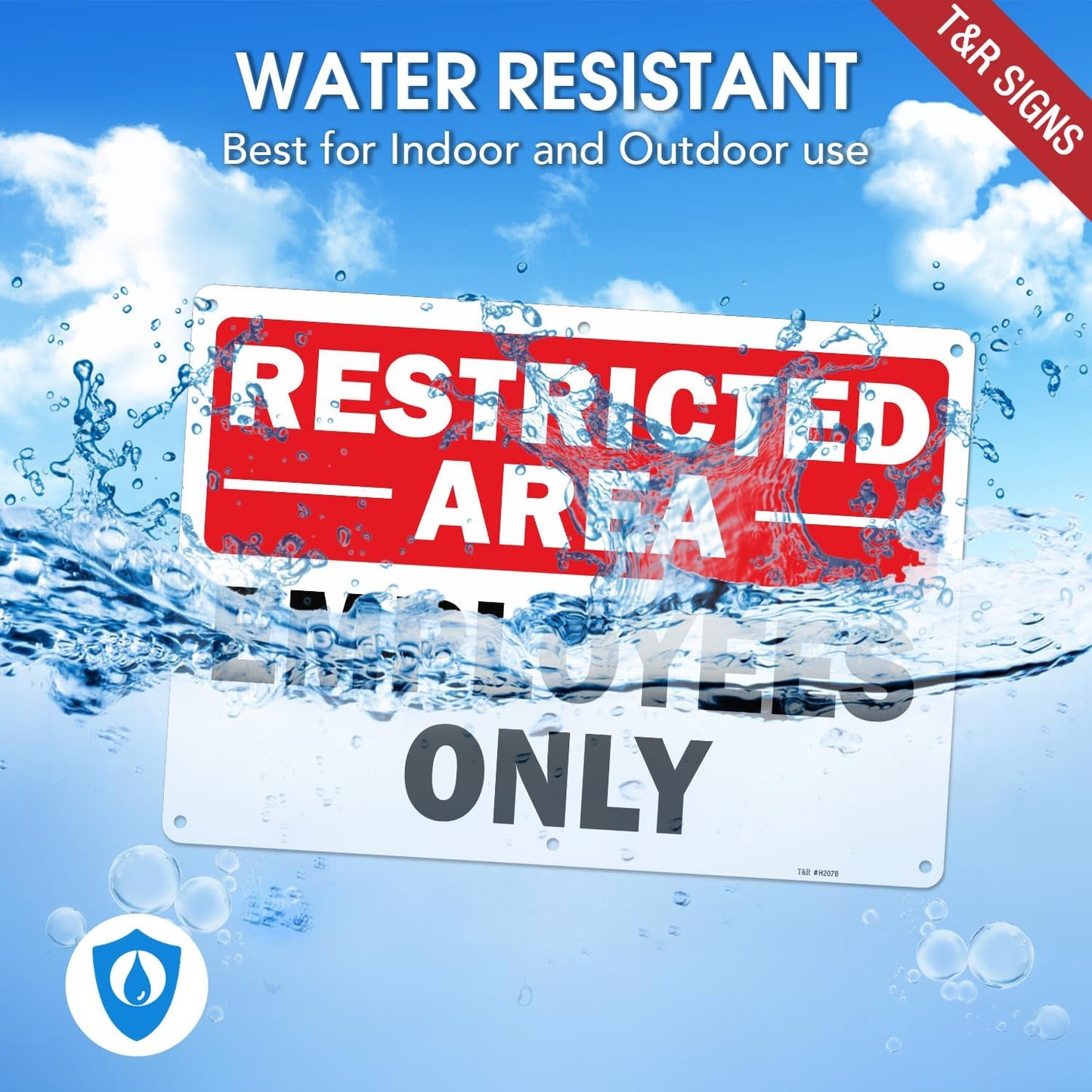 T&R Restricted Area Sign Employees Only Sign - 4 Pack - 14 x 10 Inches Rust Free .040 Aluminum - UV Protected, Waterproof, Weatherproof and Fade Resistant - 6 Pre-drilled Holes