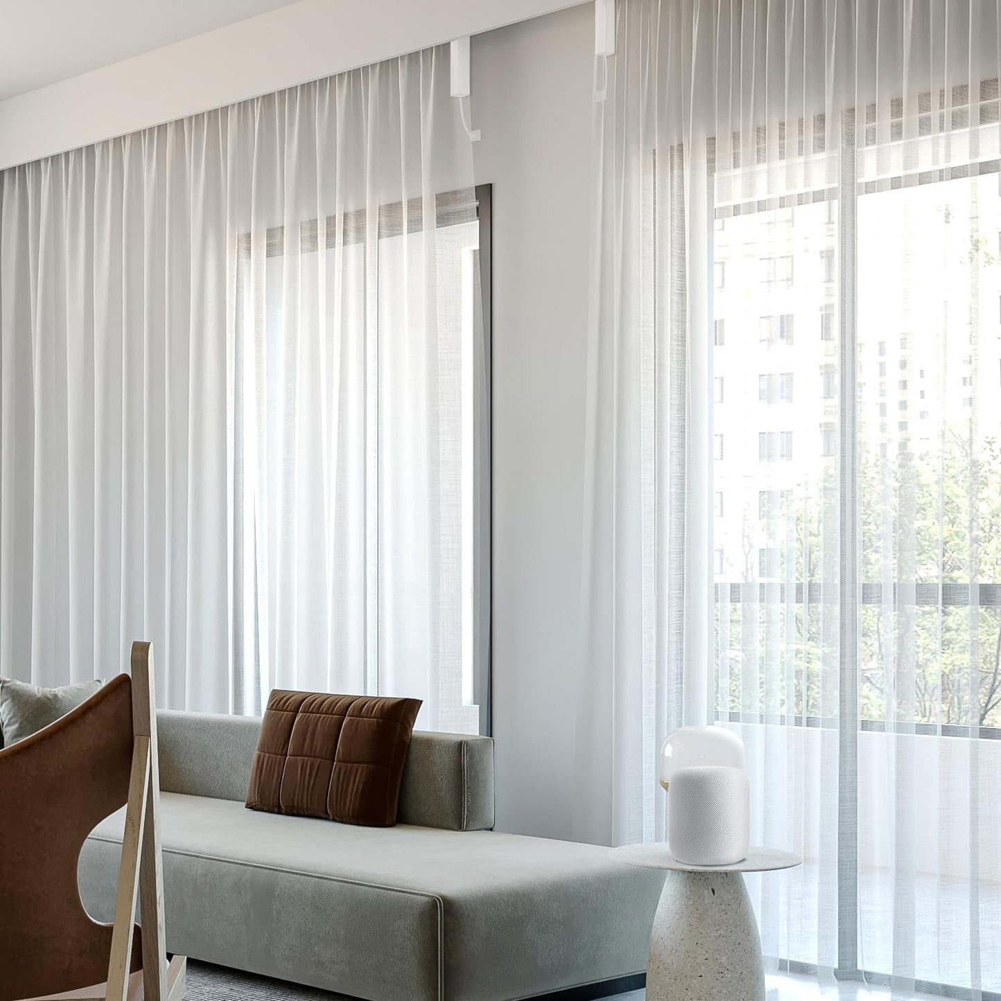 SmartWings Automatic Curtain Opener with Drapery, Motorized Vertical Blinds with Remote, Electric Closet Doors Sliding Panels Compatible with Alexa Google Homekit, Sheer Dazzling Profusion