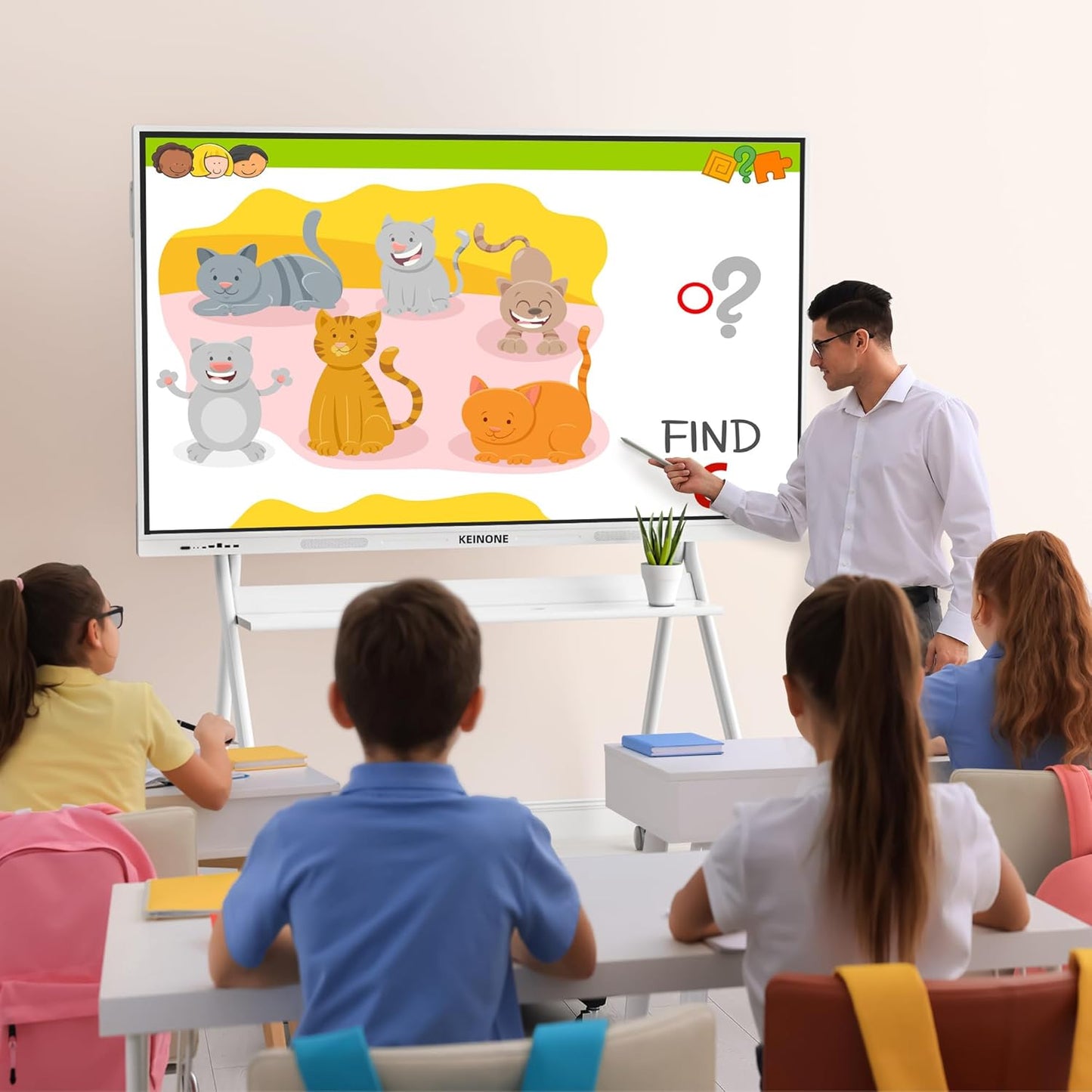 Interactive Smart Board for Classroom, 8+128 GB Electronic Digital Whiteboard Built-in Android OS & Open App Ecosystem - 4K Touchscreen Smartboard for Home Office School Studio Display