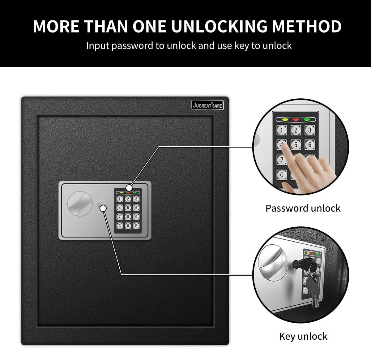 JUGREAT 80 Keys Cabinet with Sensor Light,Electronic Key Safe,Pin Code Keyless Storage Box for Keys,Secure Wall Mount Safe with 80 Key Tags
