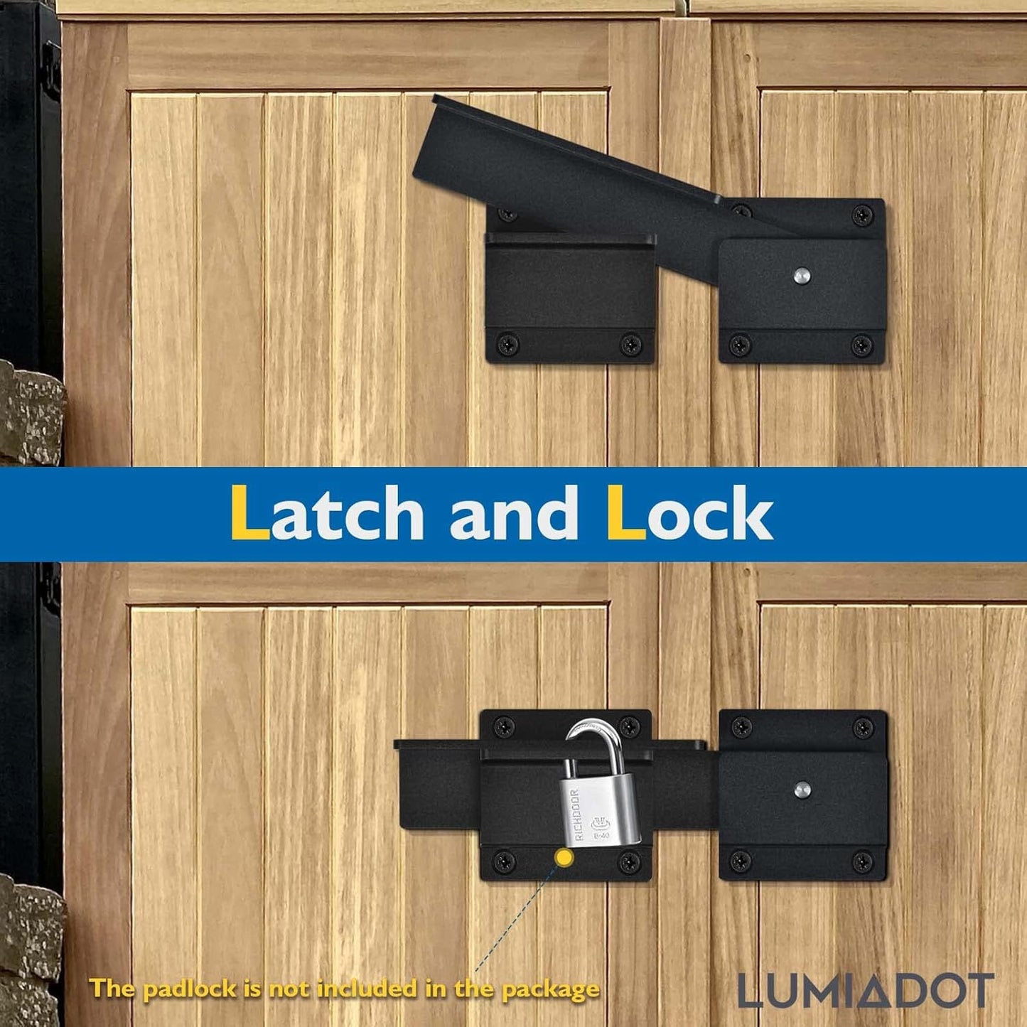 Flip Gate Latch Lock with Padlock Hole 2Pack, 3.5mm Heavy Duty Aluminum Alloy Adjustable Door Latch for Sliding Swing Open Door, Outdoor Gate, Wooden Fence, Barn Door, Shed, Garage, Yard