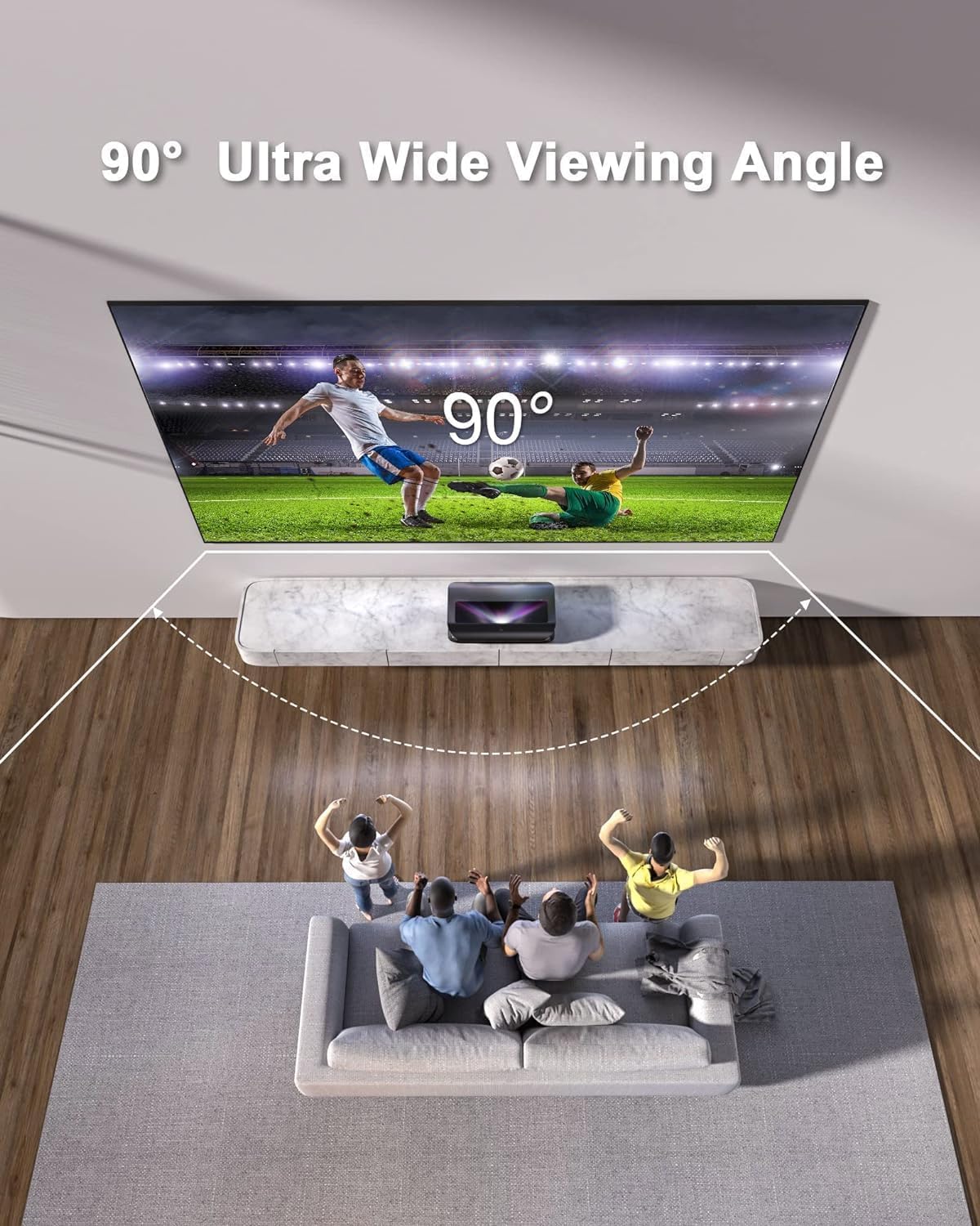 AWOL VISION 100" UST Projector Screen for Bright Day Light Using, 85% Ambient Light Rejecting (ALR) Fresnel Projector Screen for Ultra Short Throw Projector, Fixed Frame, Active 3D, HDR -D100