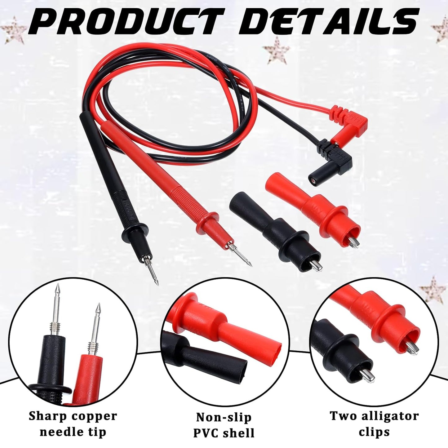 2 Pcs Multimeter Leads Digital Multimeter Test Leads 1000V 10A Alligator Clips Long Banana Plug Multimeters Probe Test Lead Cable Professional Probe Kit Multi Meter Clamp Tester Probes